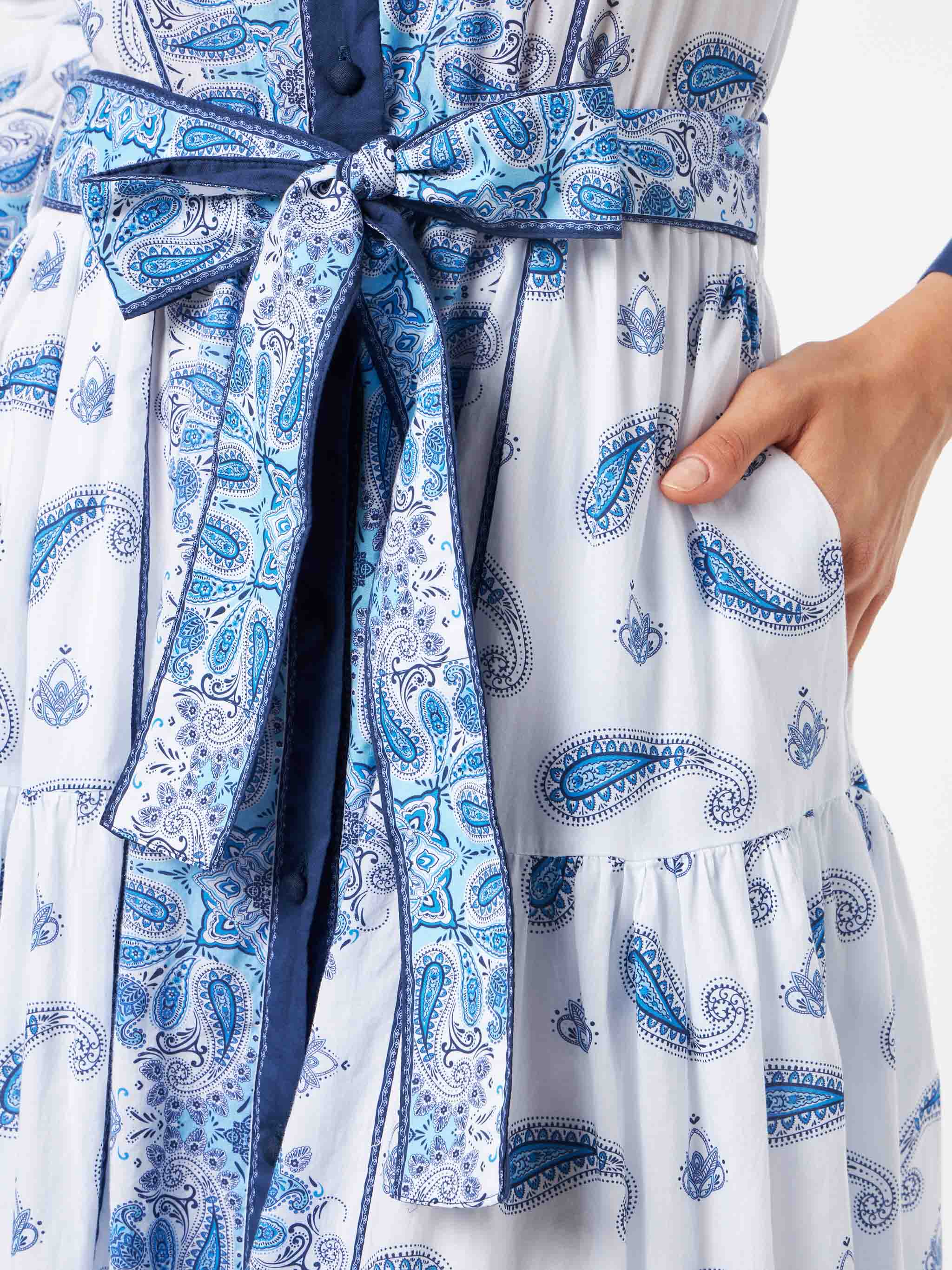 Abito Jensen in cotone con fantasia paisley blu - Image 3