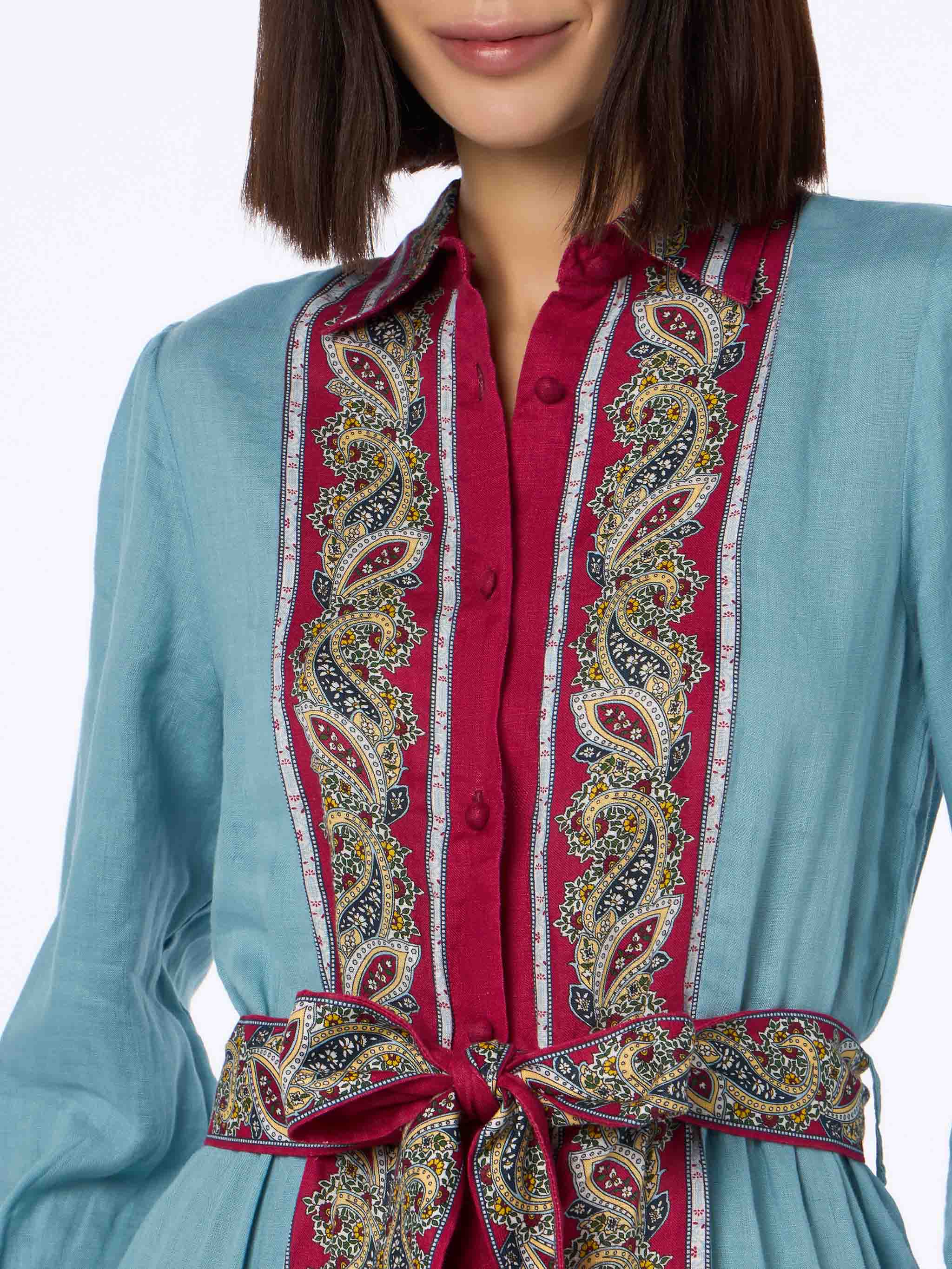 Abito Jensen in lino azzurro con fantasia paisley - Image 2