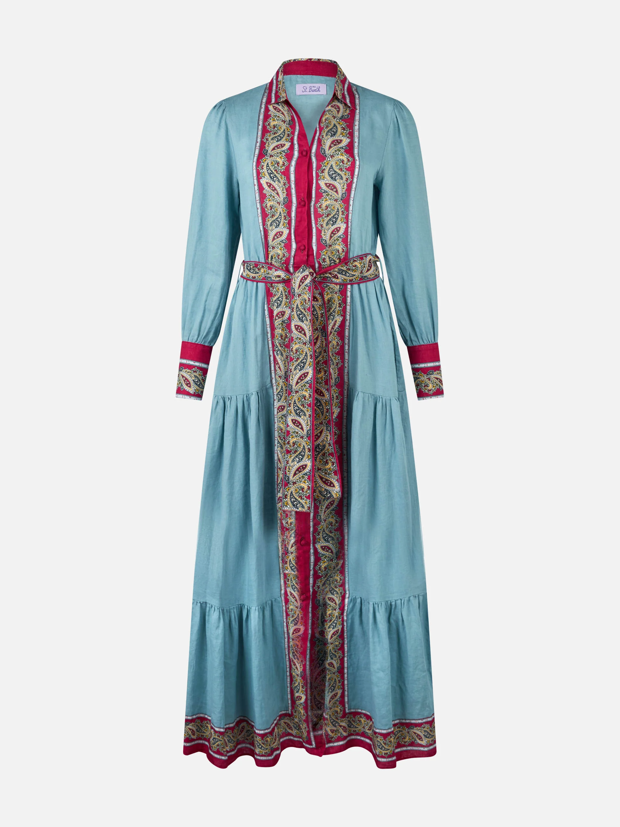 Abito Jensen in lino azzurro con fantasia paisley - Image 3