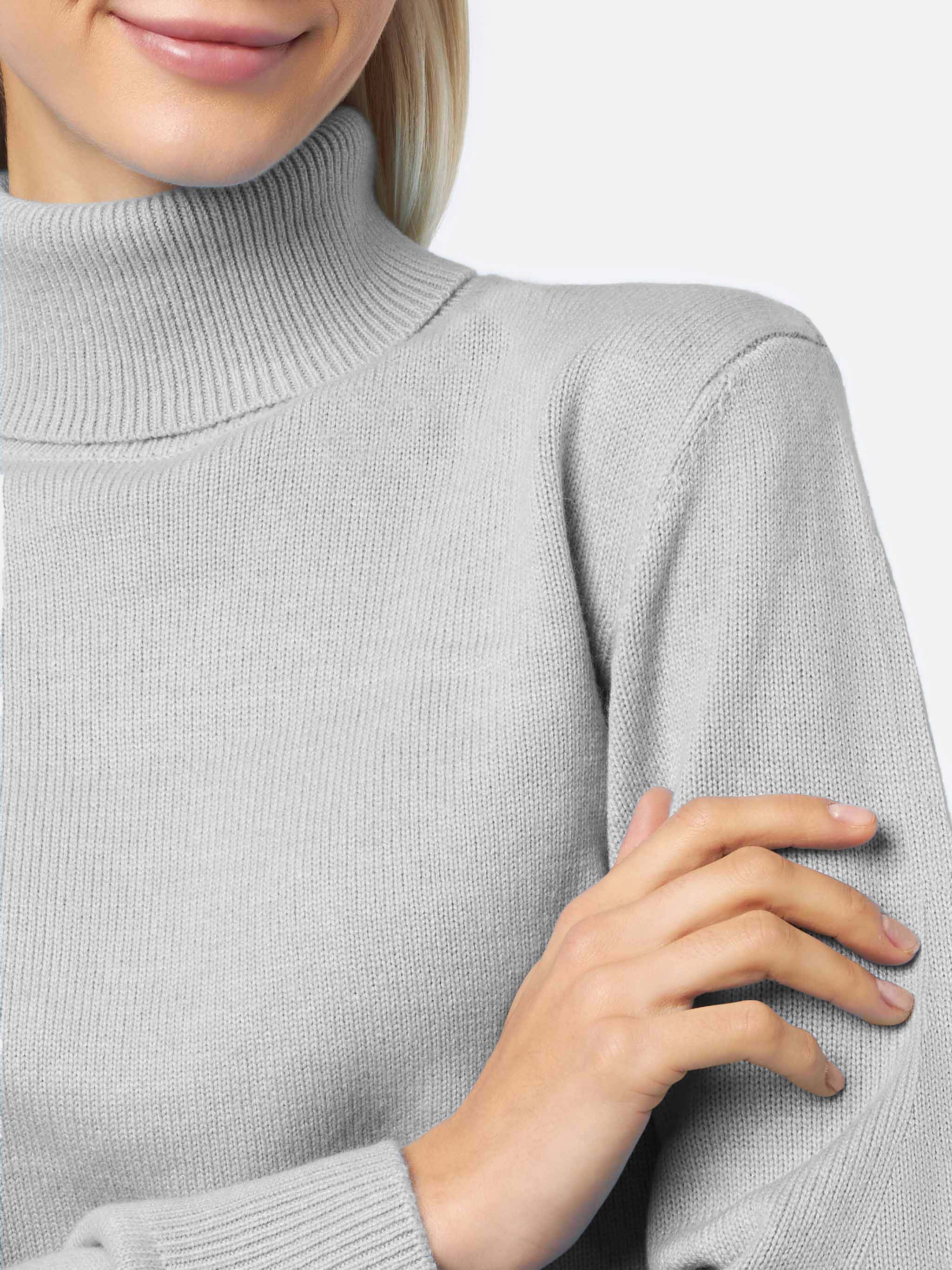 Maglia Moody in puro cashmere mélange grigio con collo alto - Image 2