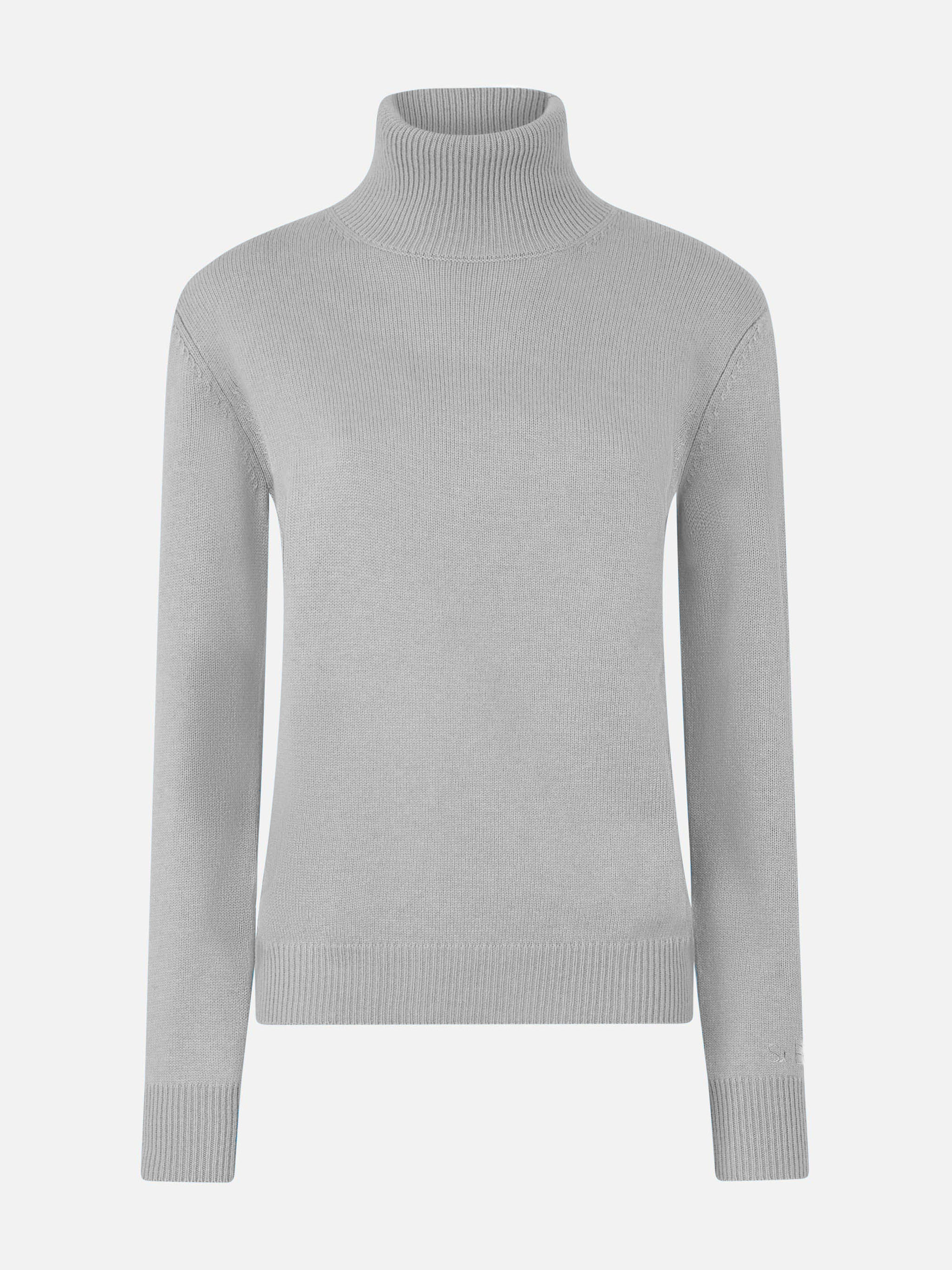 Maglia Moody in puro cashmere mélange grigio con collo alto - Image 4