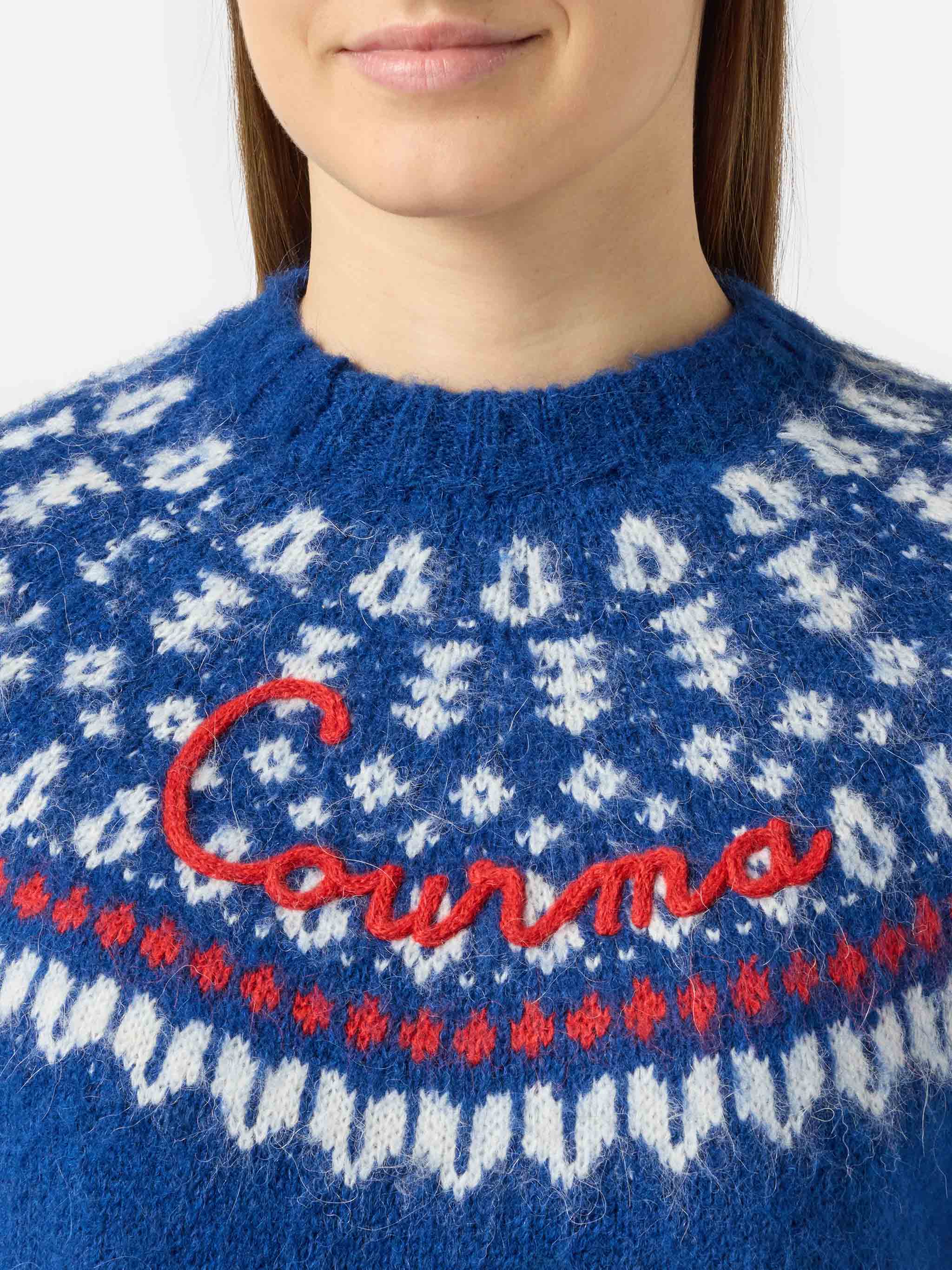 Maglione New Queen Nordic Soft con fantasia jacquard blu  - Image 2