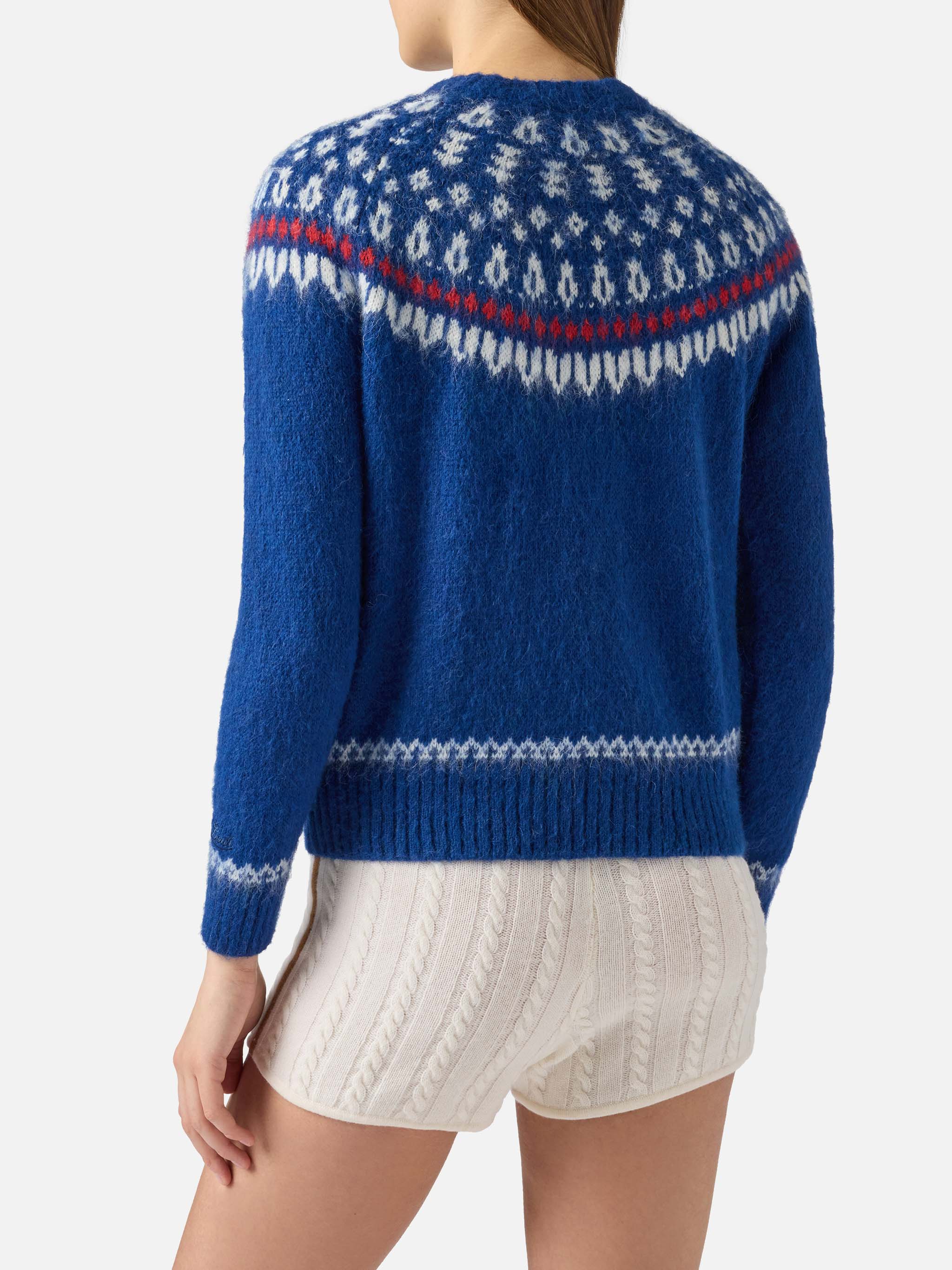 Maglione New Queen Nordic Soft con fantasia jacquard blu  - Image 3