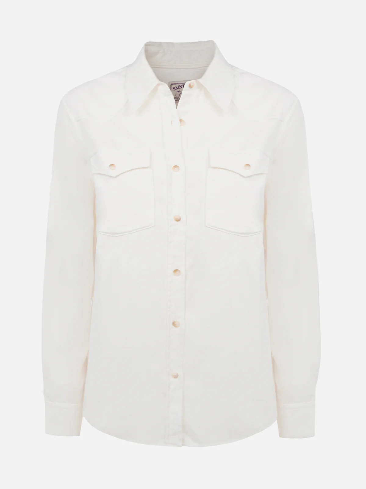 Camicia Deer in tessuto effetto velluto a coste panna con strass - Image 4