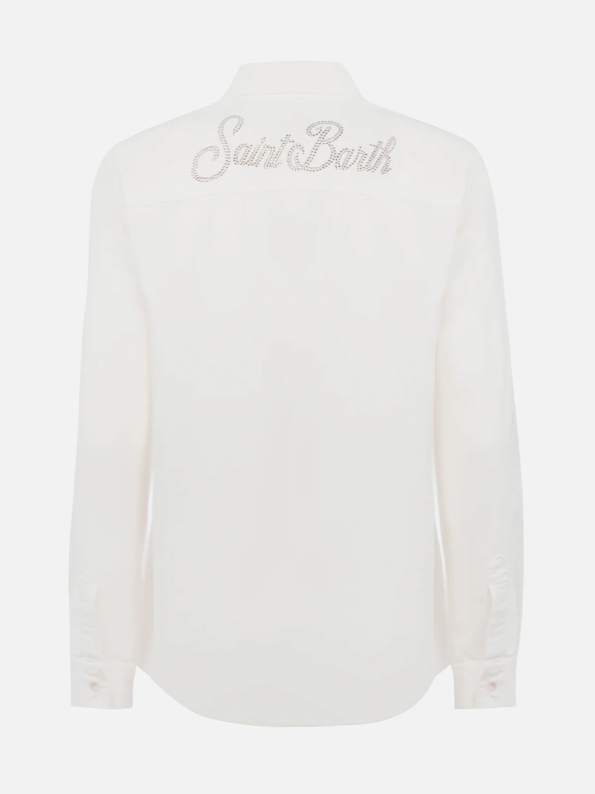 Camicia Deer in tessuto effetto velluto a coste panna con strass - Image 5