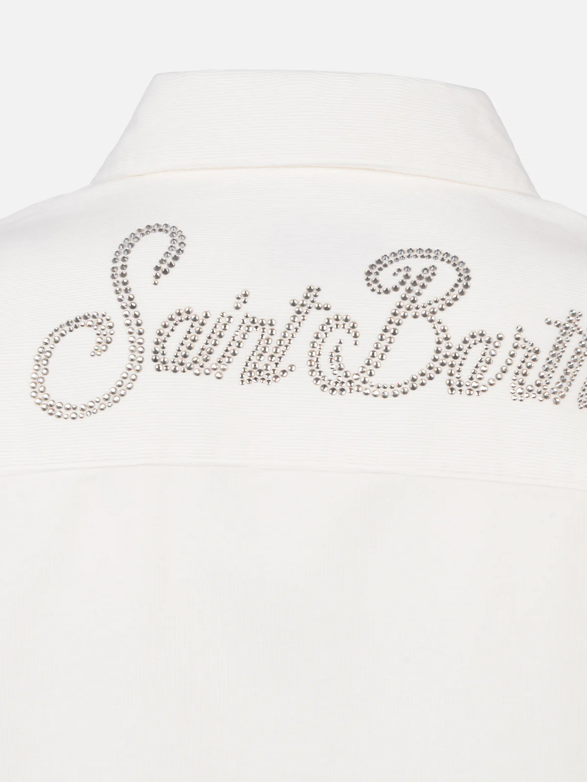 Camicia Deer in tessuto effetto velluto a coste panna con strass - Image 6
