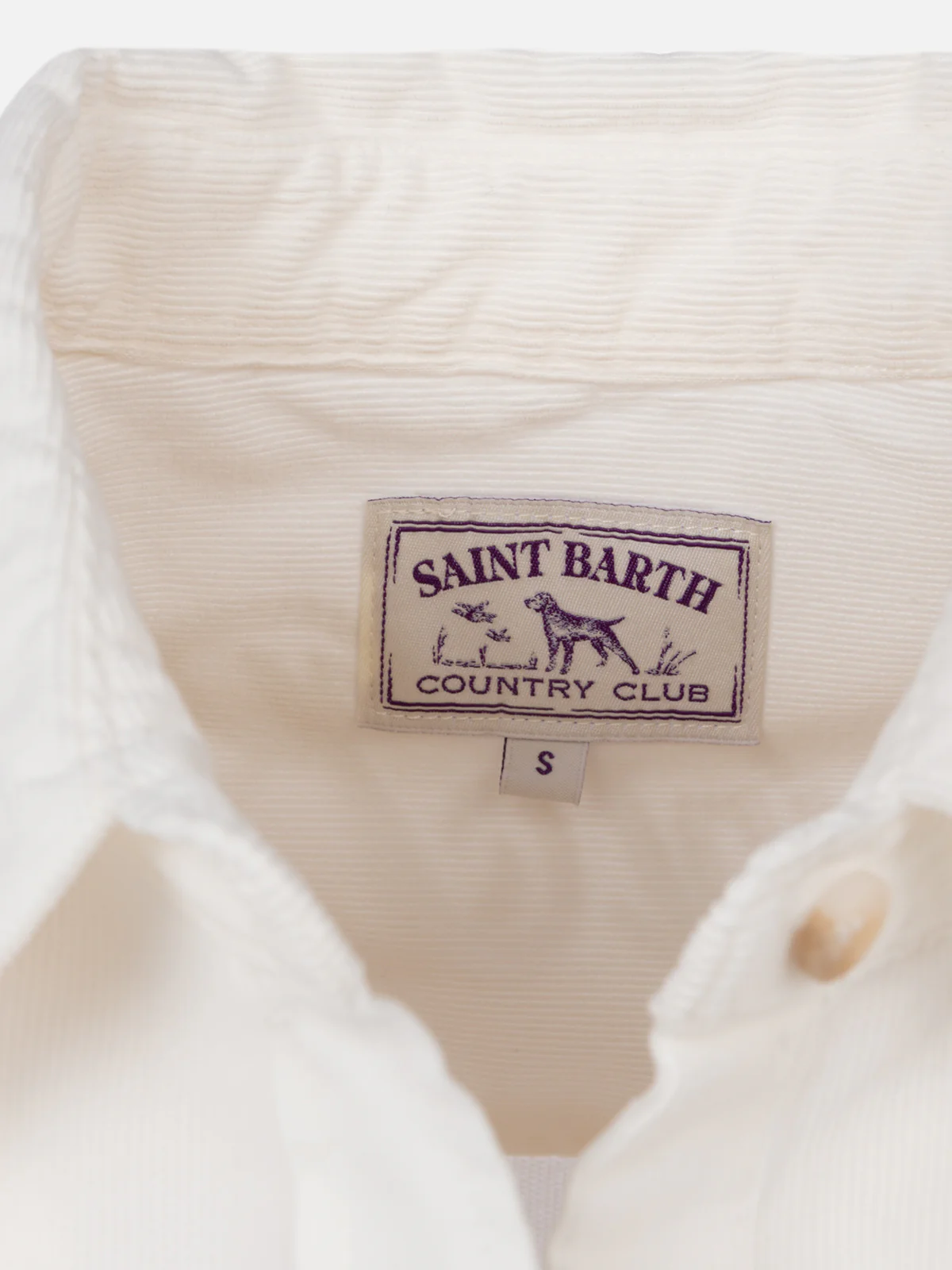 Camicia Deer in tessuto effetto velluto a coste panna con strass - Image 7