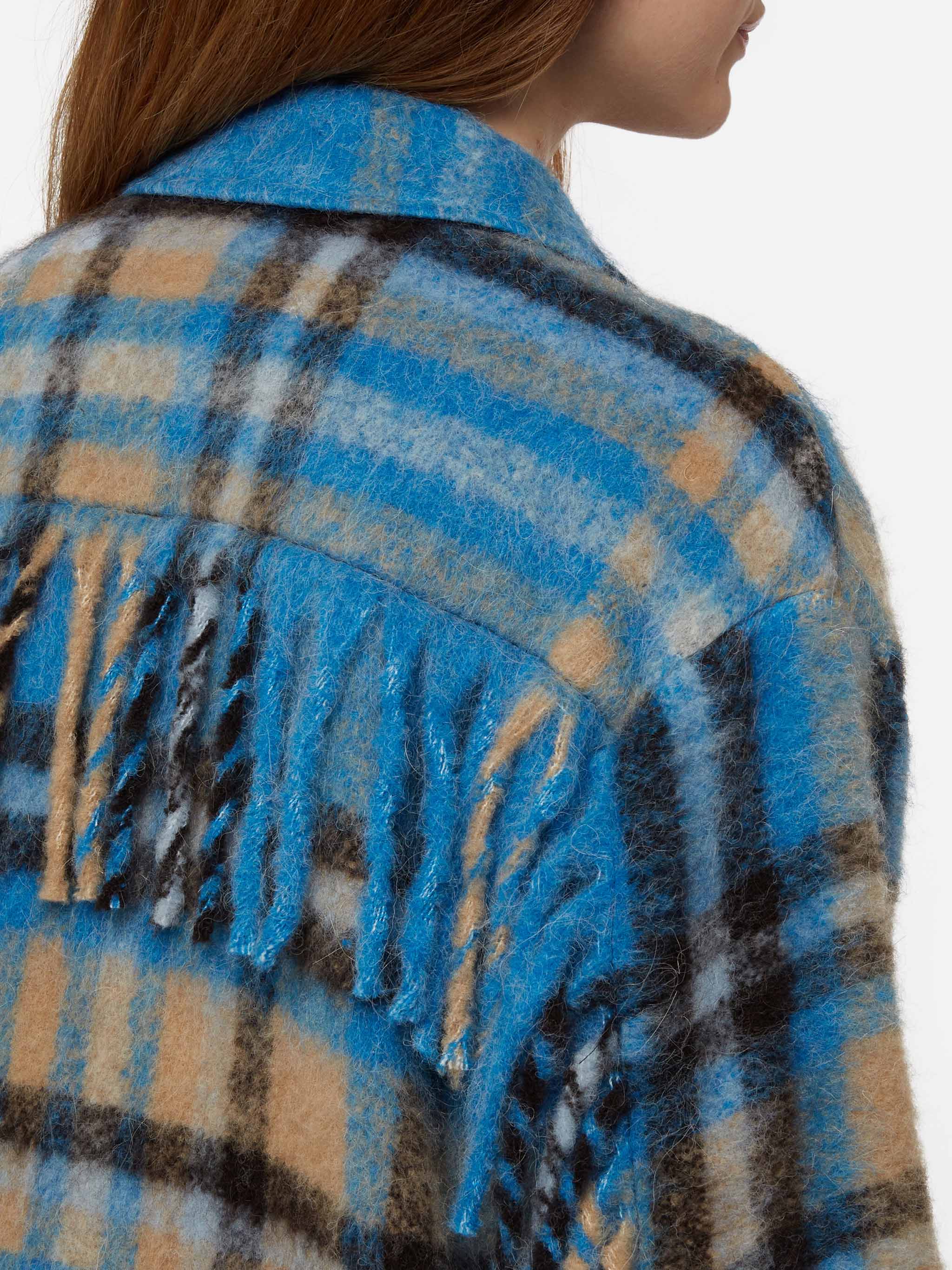 Giacca overshirt Marceline con frange e fantasia tartan - Image 2
