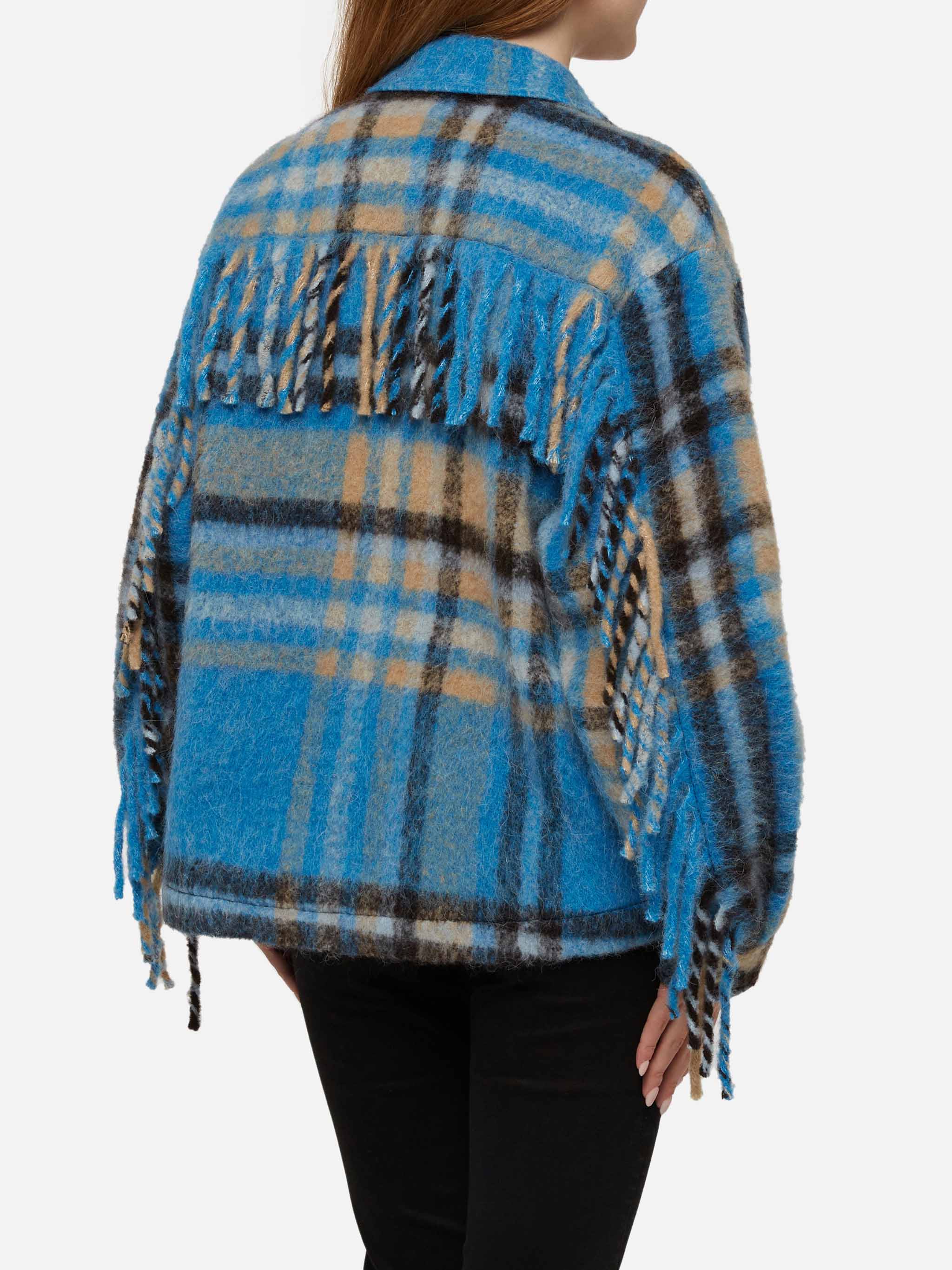 Giacca overshirt Marceline con frange e fantasia tartan - Image 3