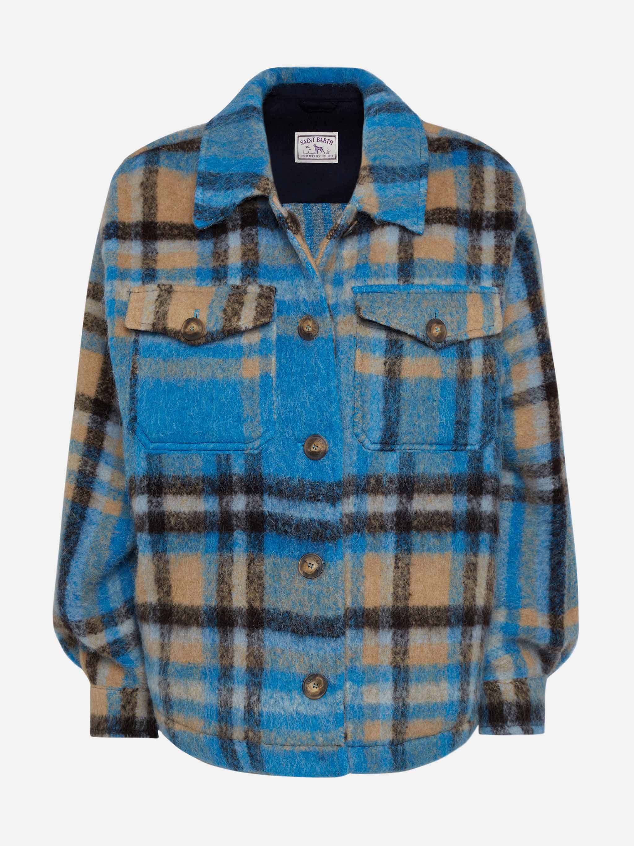Giacca overshirt Marceline con frange e fantasia tartan - Image 4
