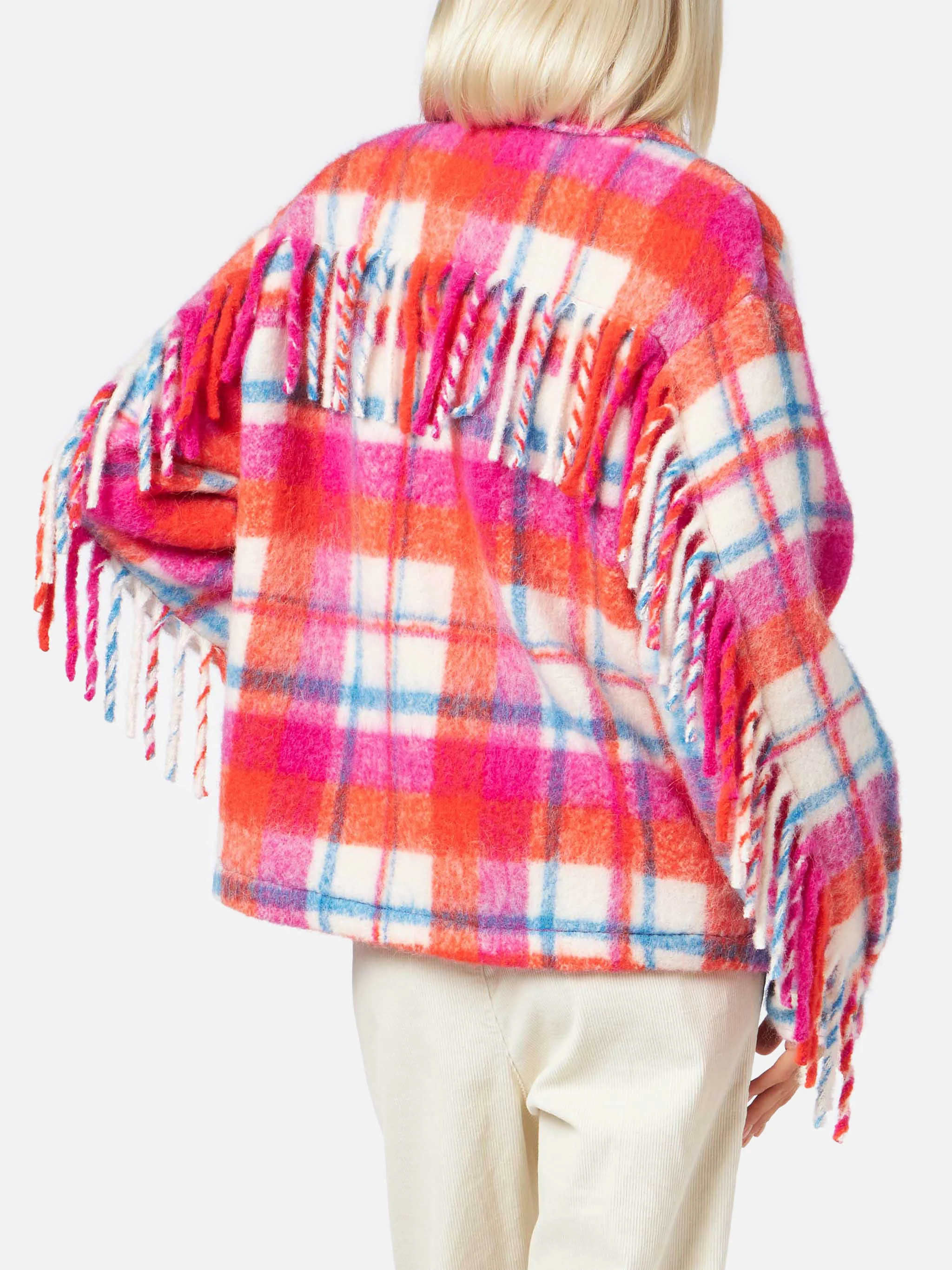 Giacca Marceline overshirt con frange tartan multicolor - Image 2
