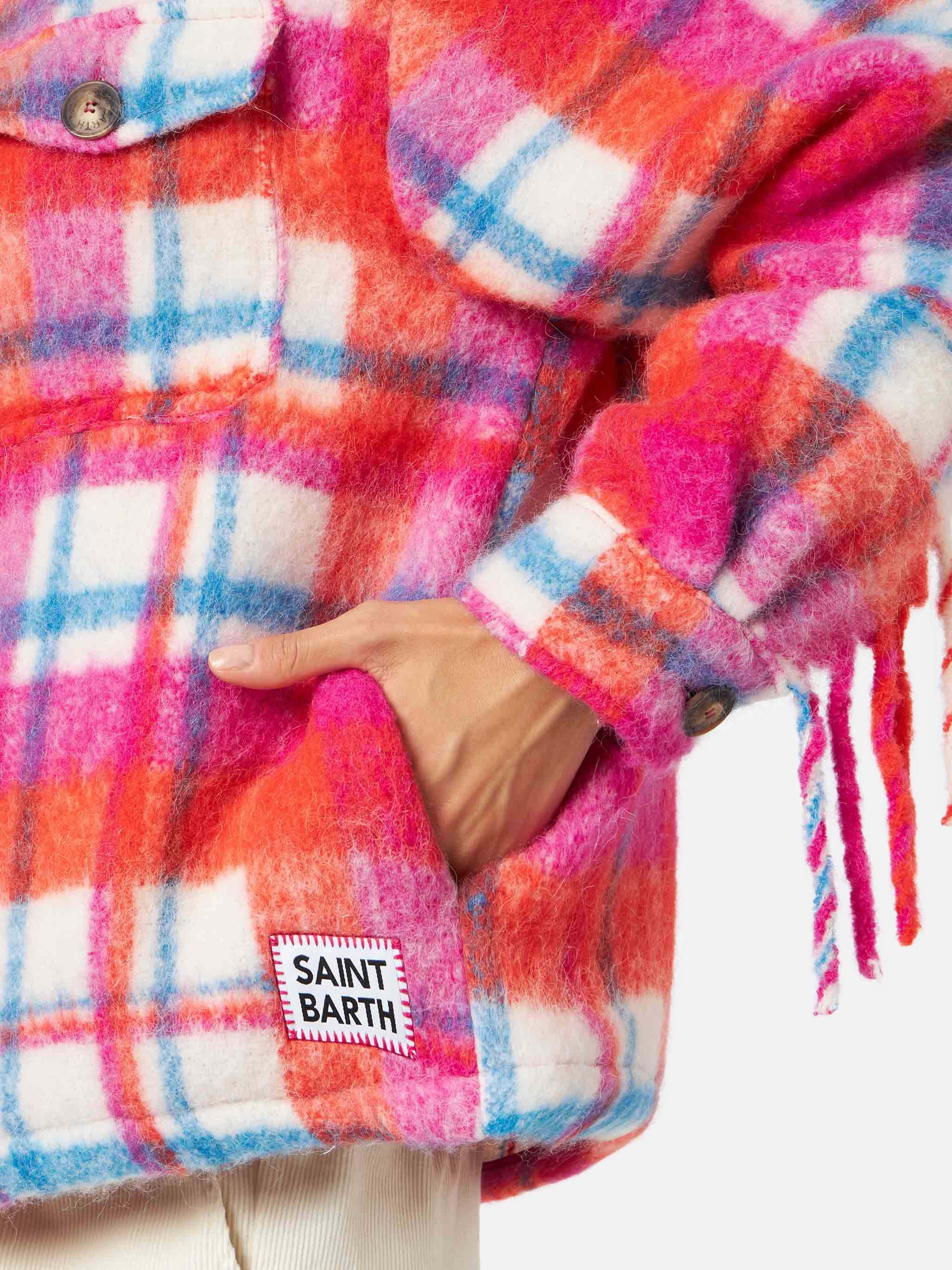 Giacca Marceline overshirt con frange tartan multicolor - Image 3