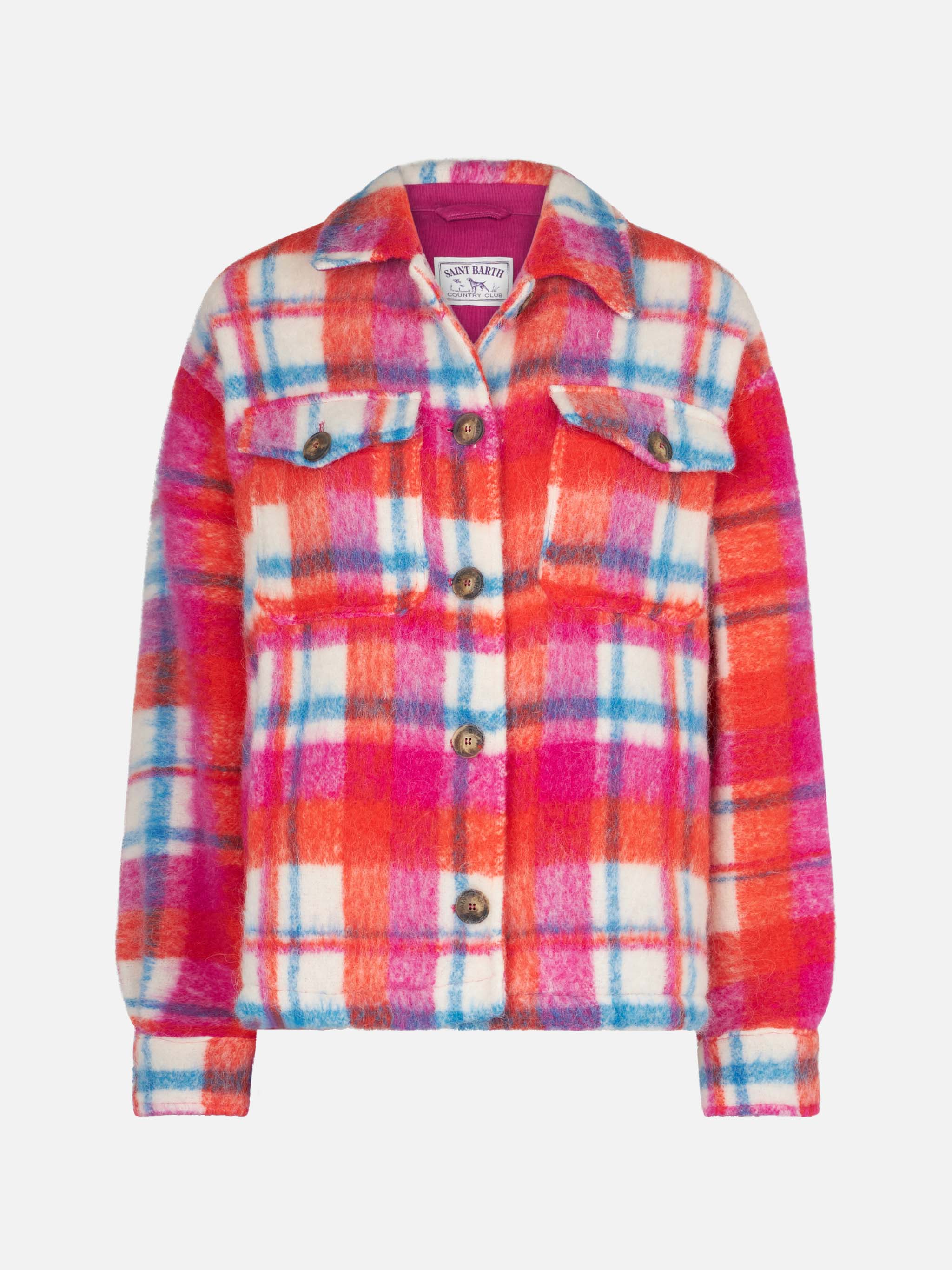 Giacca Marceline overshirt con frange tartan multicolor - Image 4