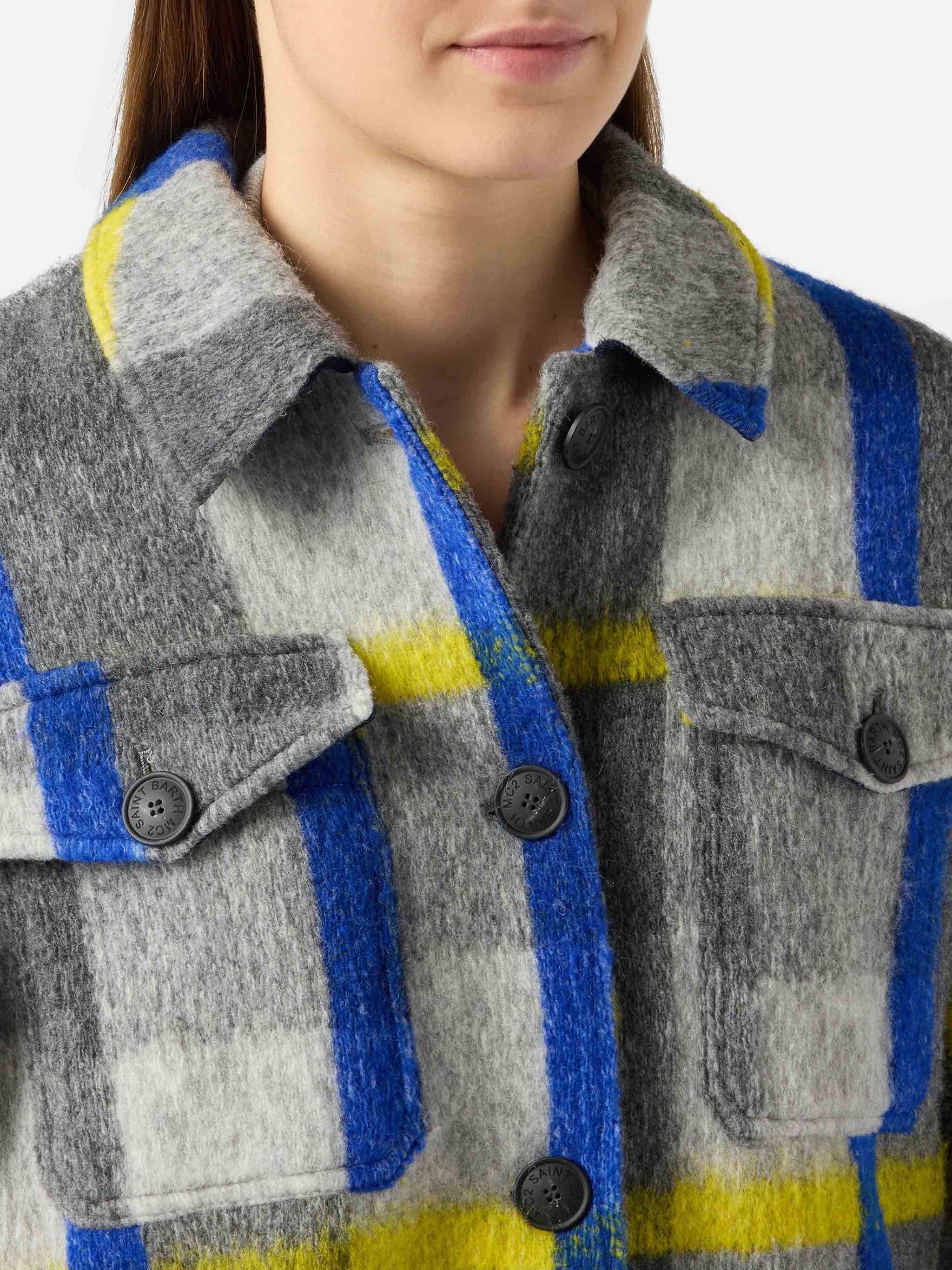 Overshirt Marceline con frange e fantasia tartan - Image 3