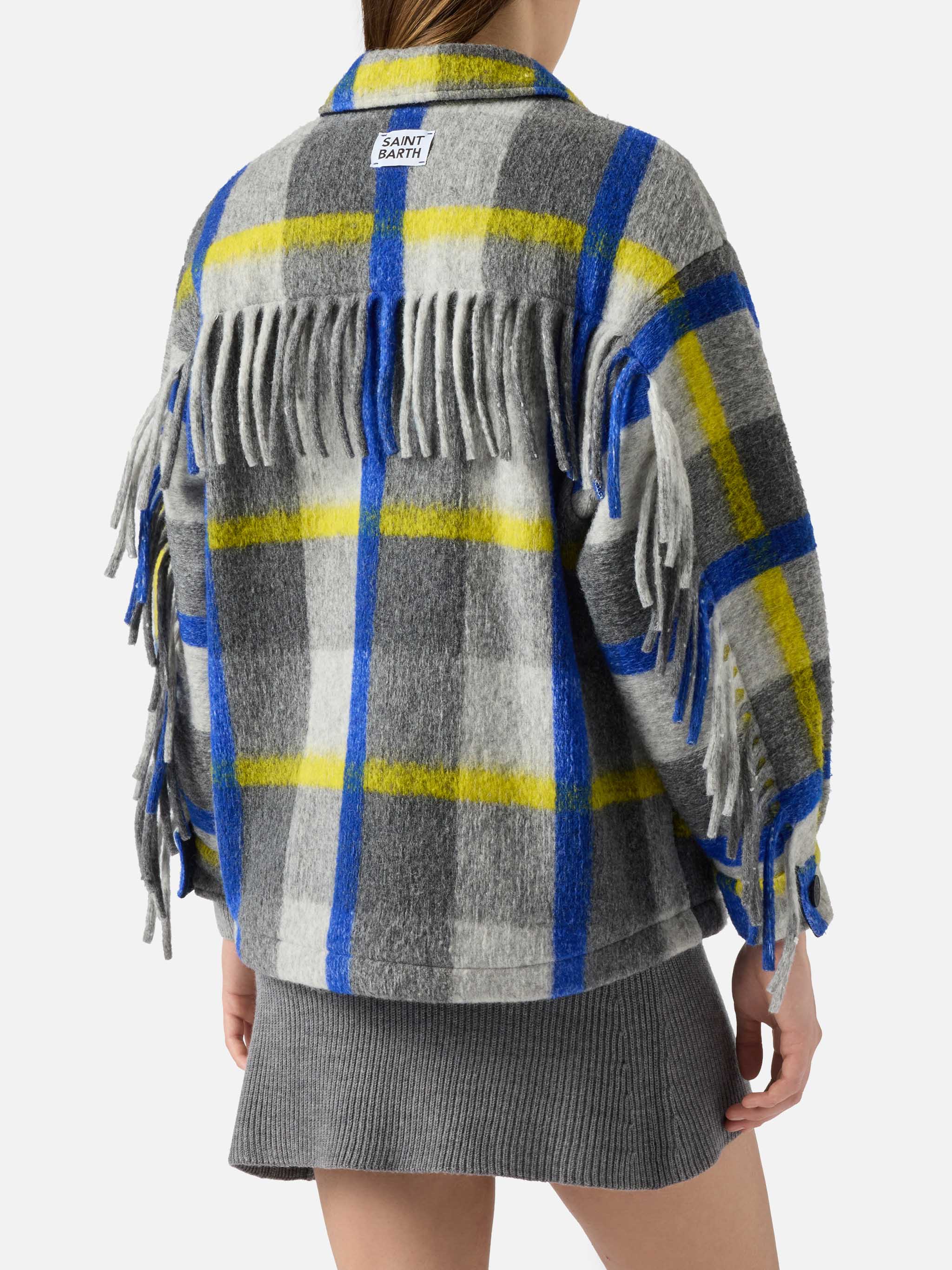 Overshirt Marceline con frange e fantasia tartan - Image 4