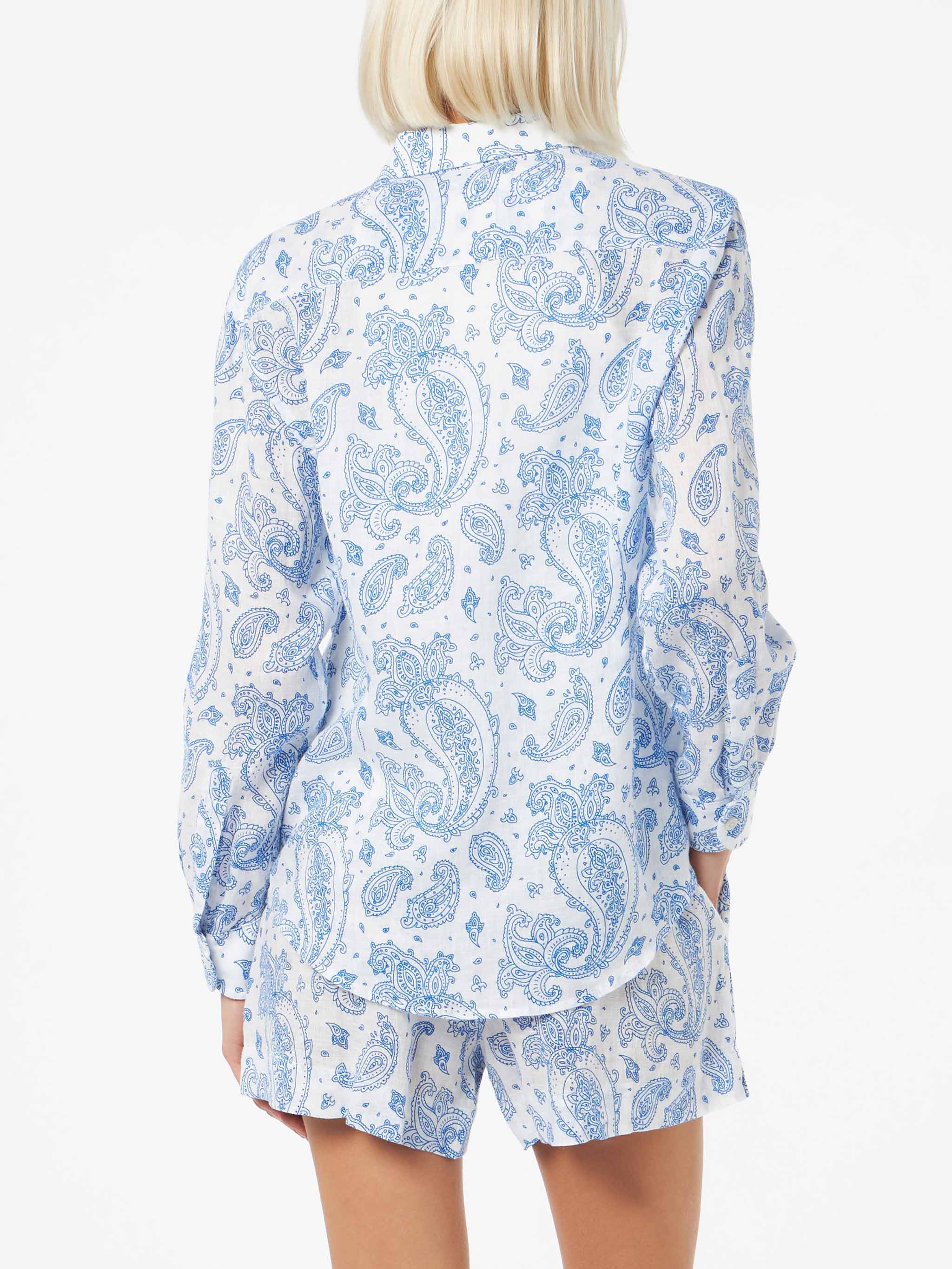 Camicia Meredith in lino stampa paisley - Image 2