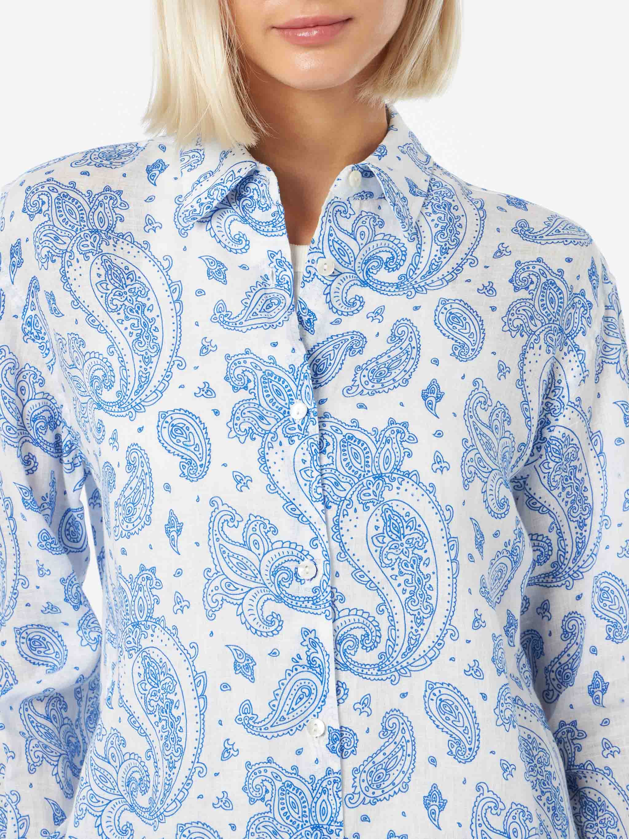 Camicia Meredith in lino stampa paisley - Image 3