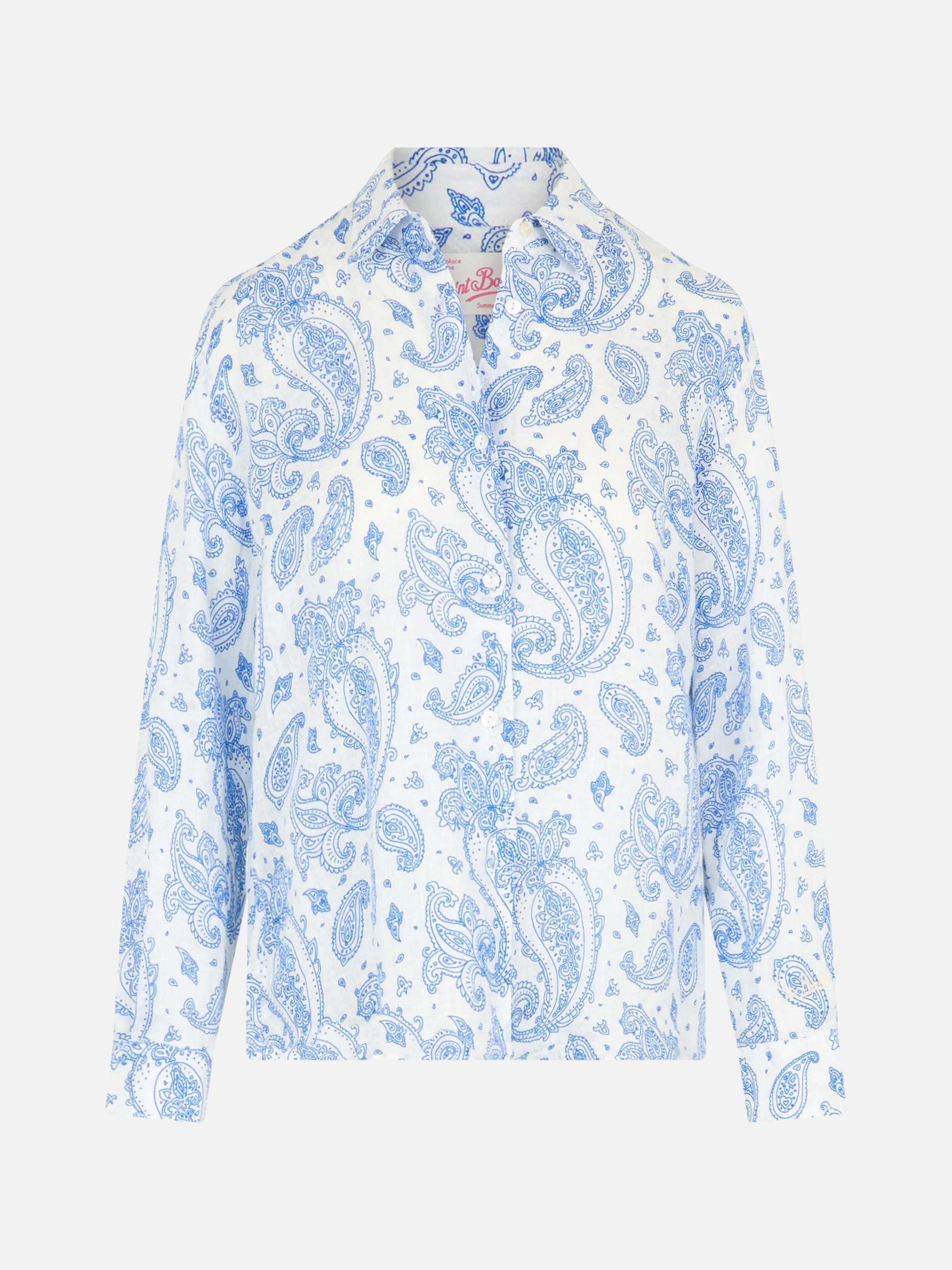 Camicia Meredith in lino stampa paisley - Image 4