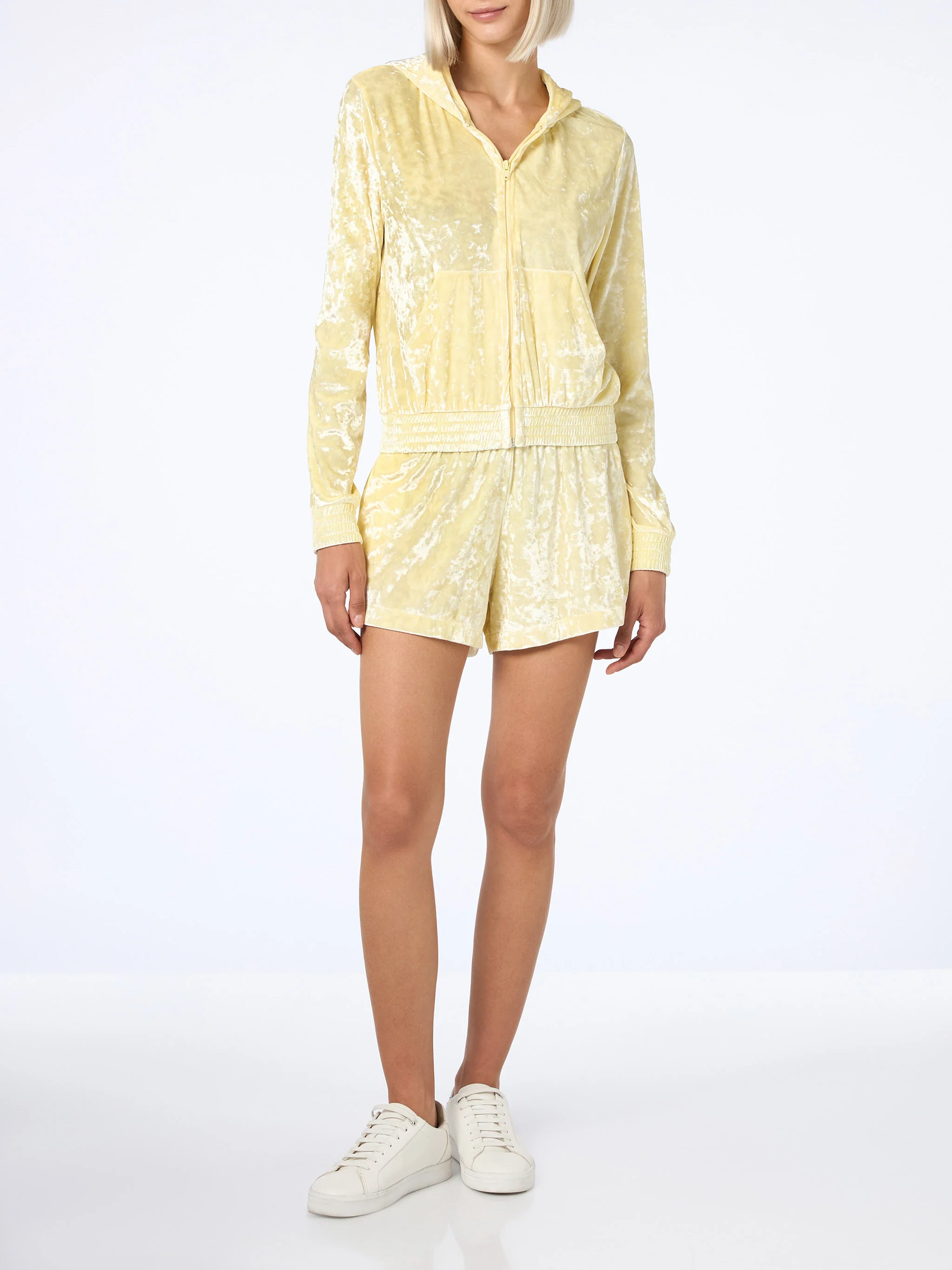 Felpa Jasmine con zip in tessuto effetto spugna giallo chiaro - Image 5