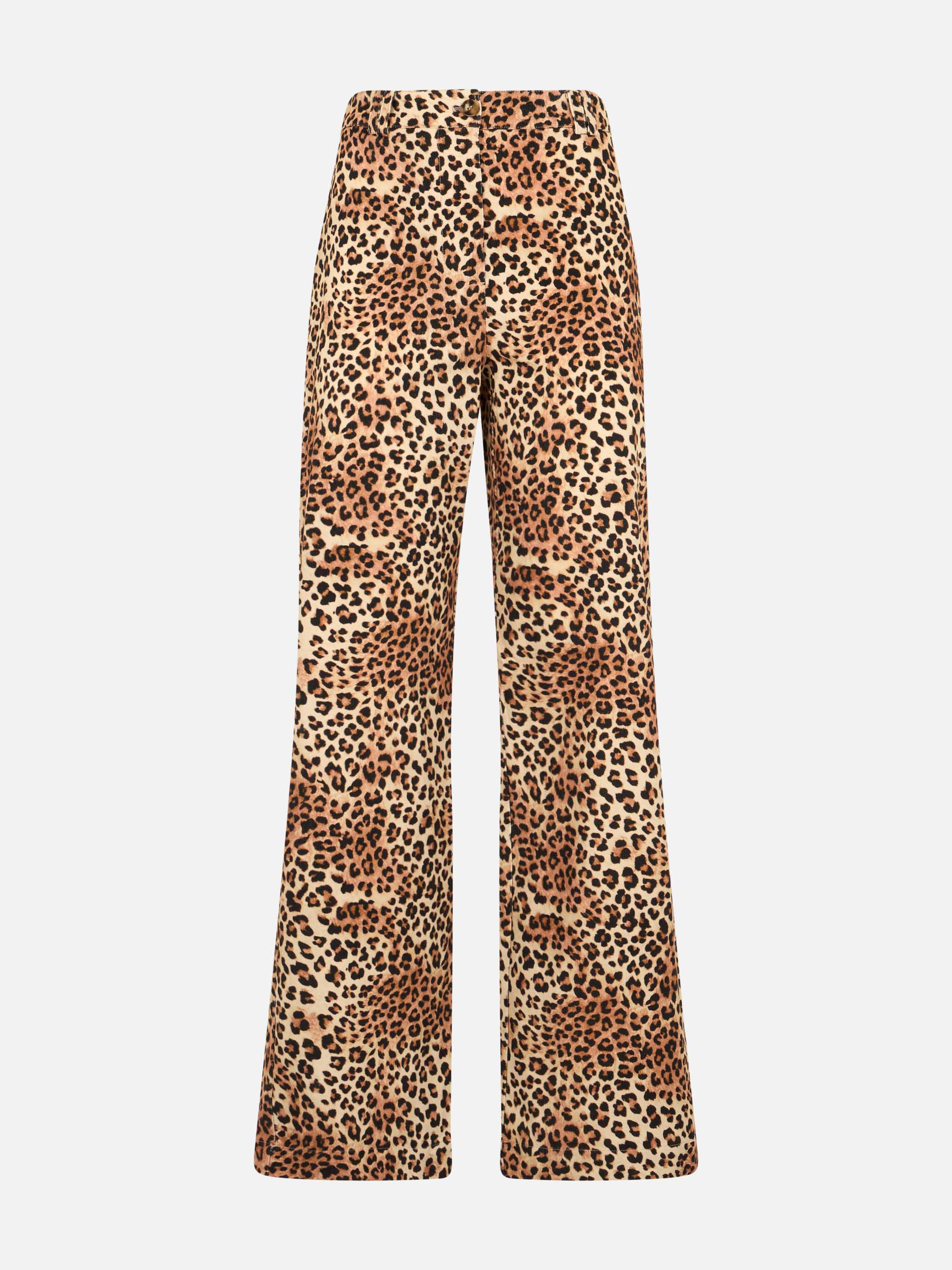 Pantaloni Lisbeth in velluto a coste stampa leopardata - Image 4