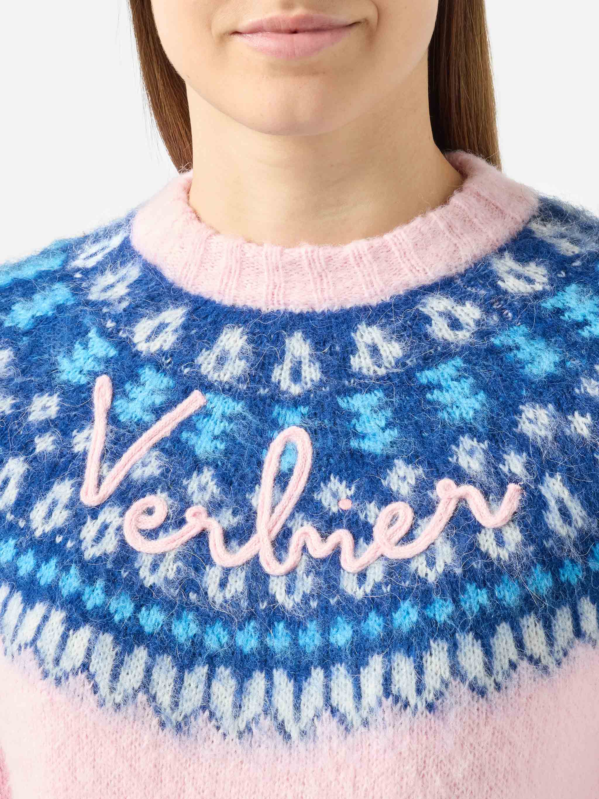 Maglione New Queen Nordic Soft rosa con fantasia jacquard  - Image 2