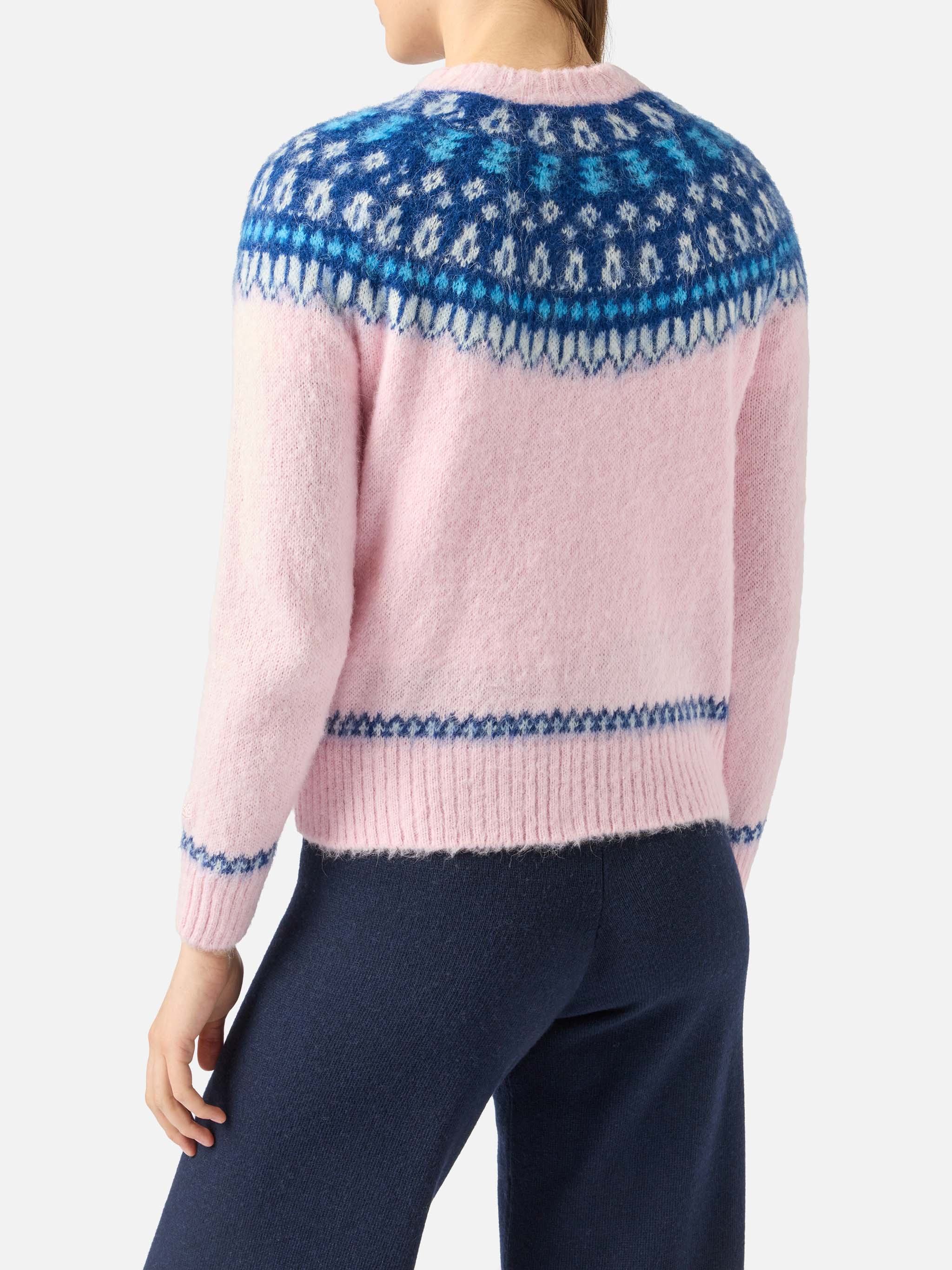 Maglione New Queen Nordic Soft rosa con fantasia jacquard  - Image 3