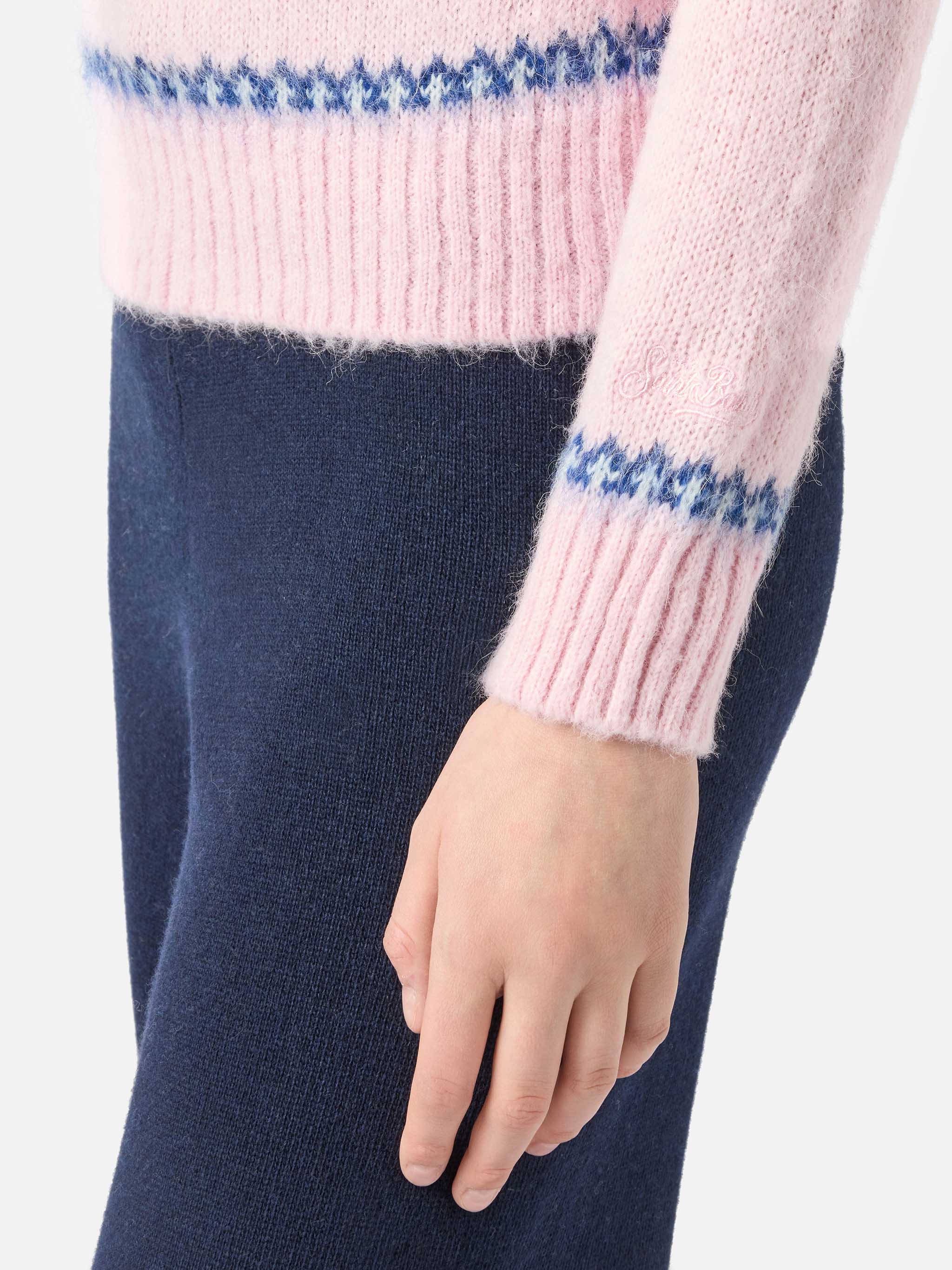 Maglione New Queen Nordic Soft rosa con fantasia jacquard  - Image 4