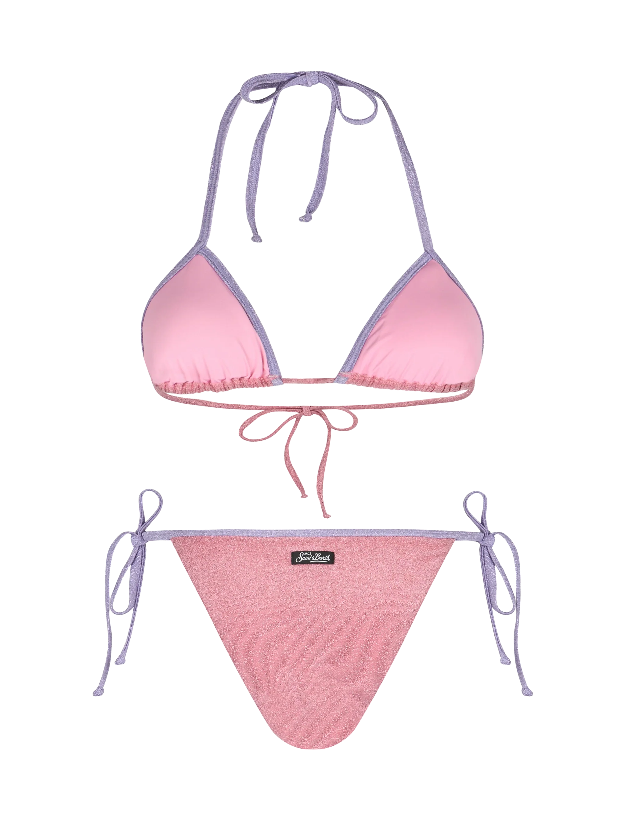 Bikini Leah Marielle triangolo lurex rosa con piping - Image 3