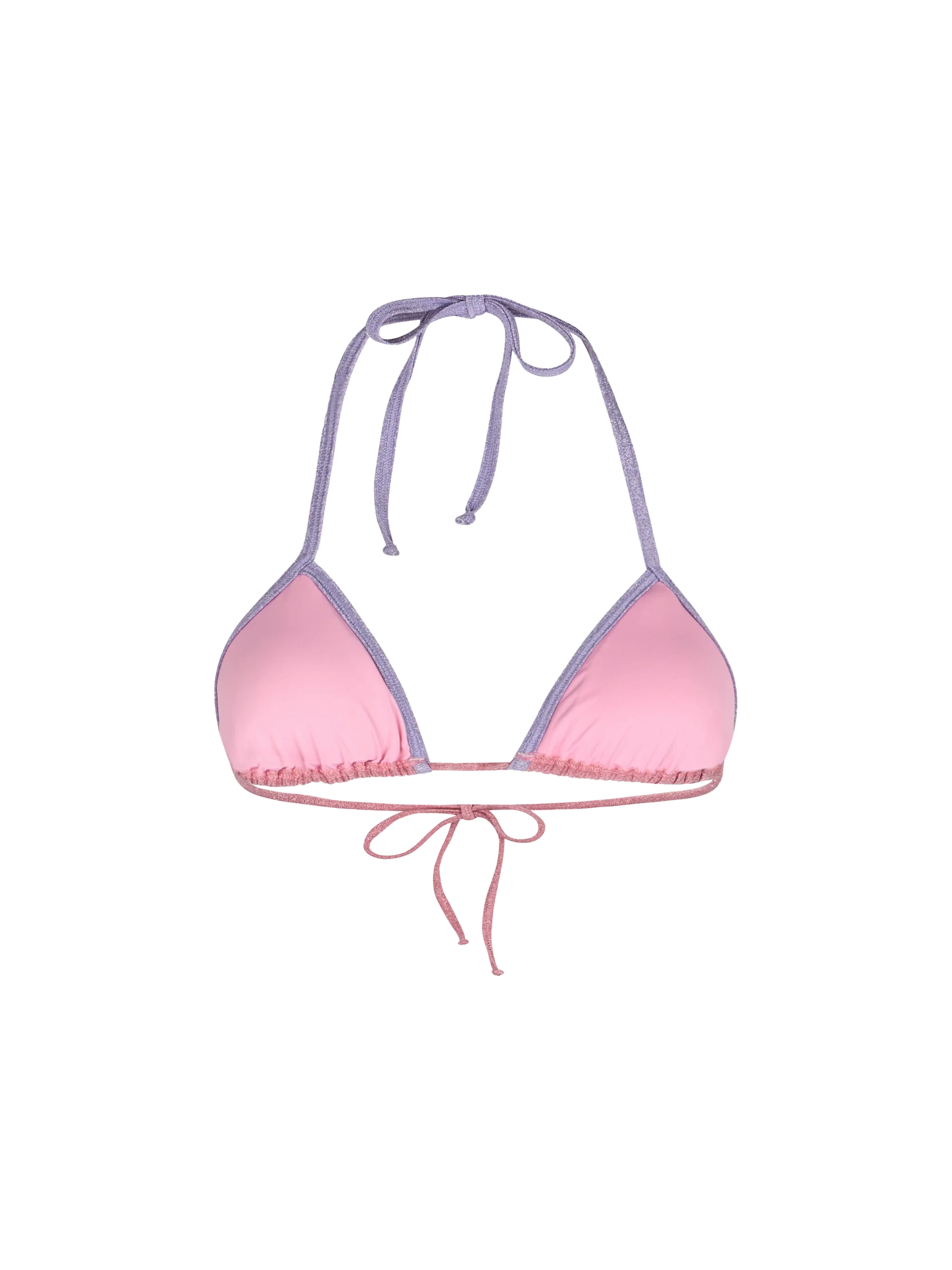 Top bikini Leah triangolo in lurex rosa con piping - Image 2