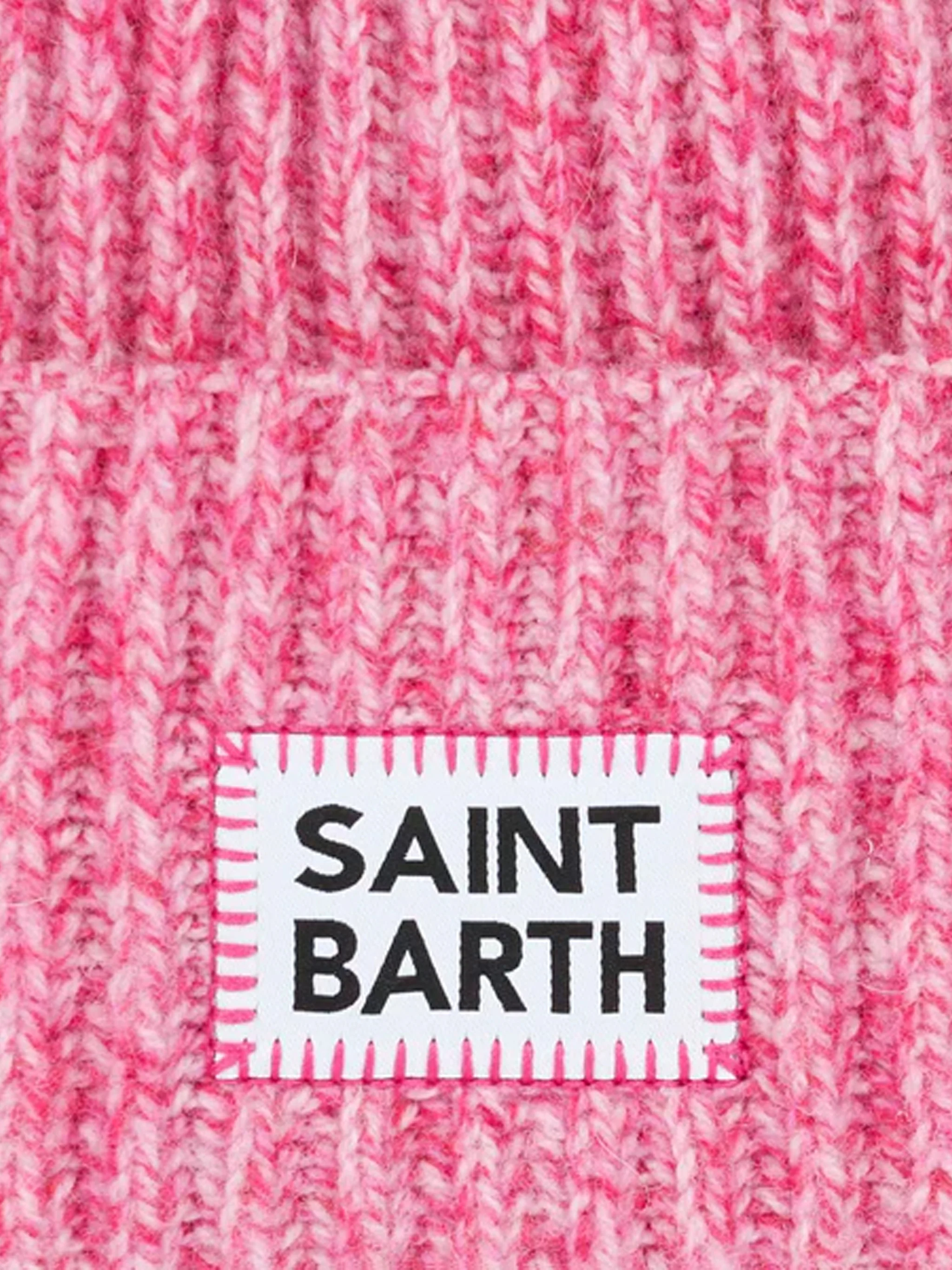 Berretto da bambina rosa mouliné con ricamo Saint Barth - Image 3