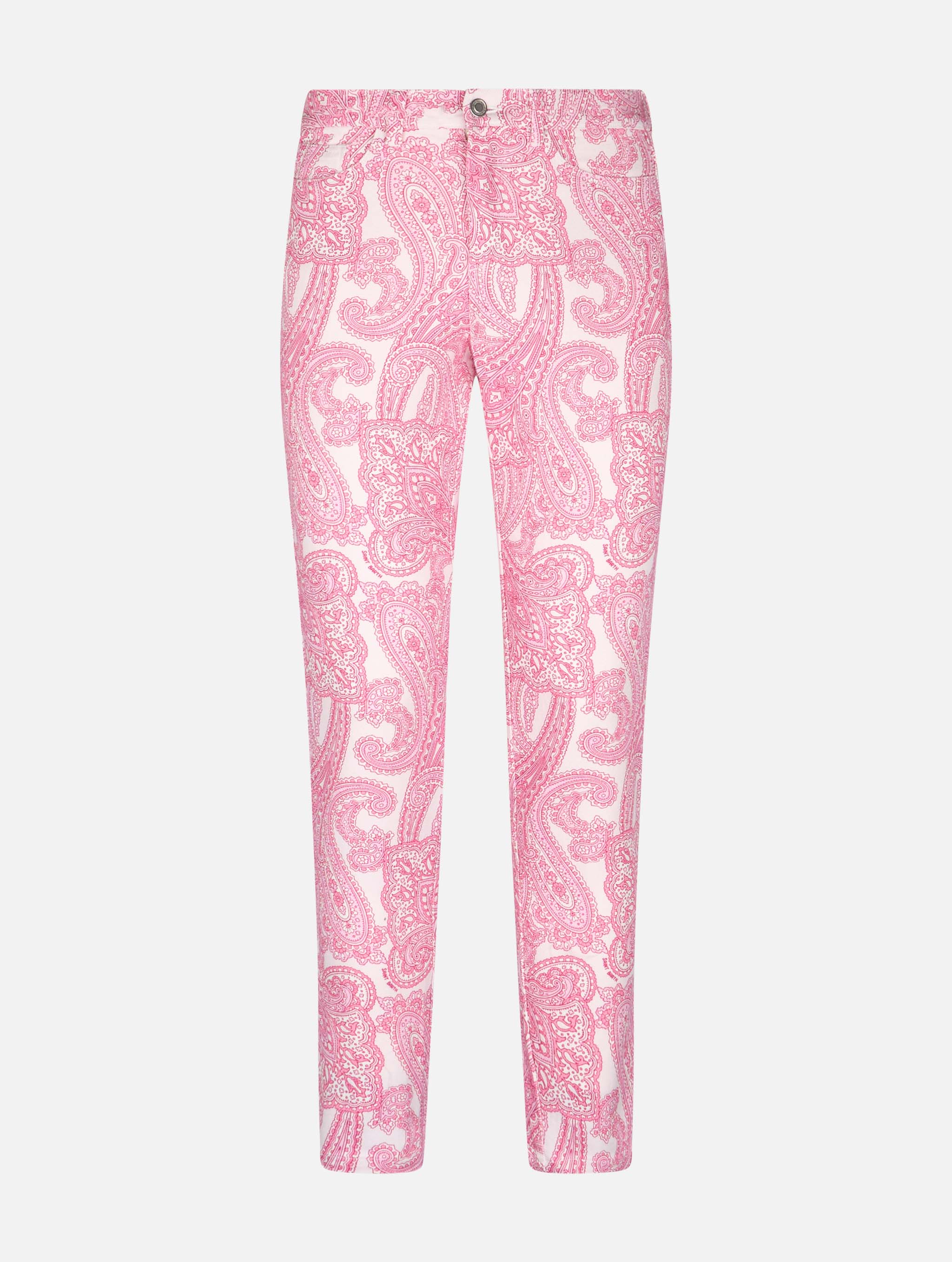 Pantaloni Belleville in denim con fantasia paisley rosa - Image 4