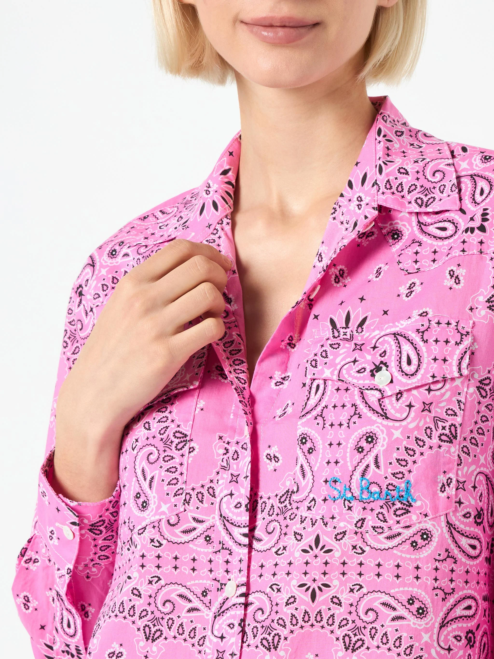 Camicia Amaya texana stampa bandana rosa - Image 2