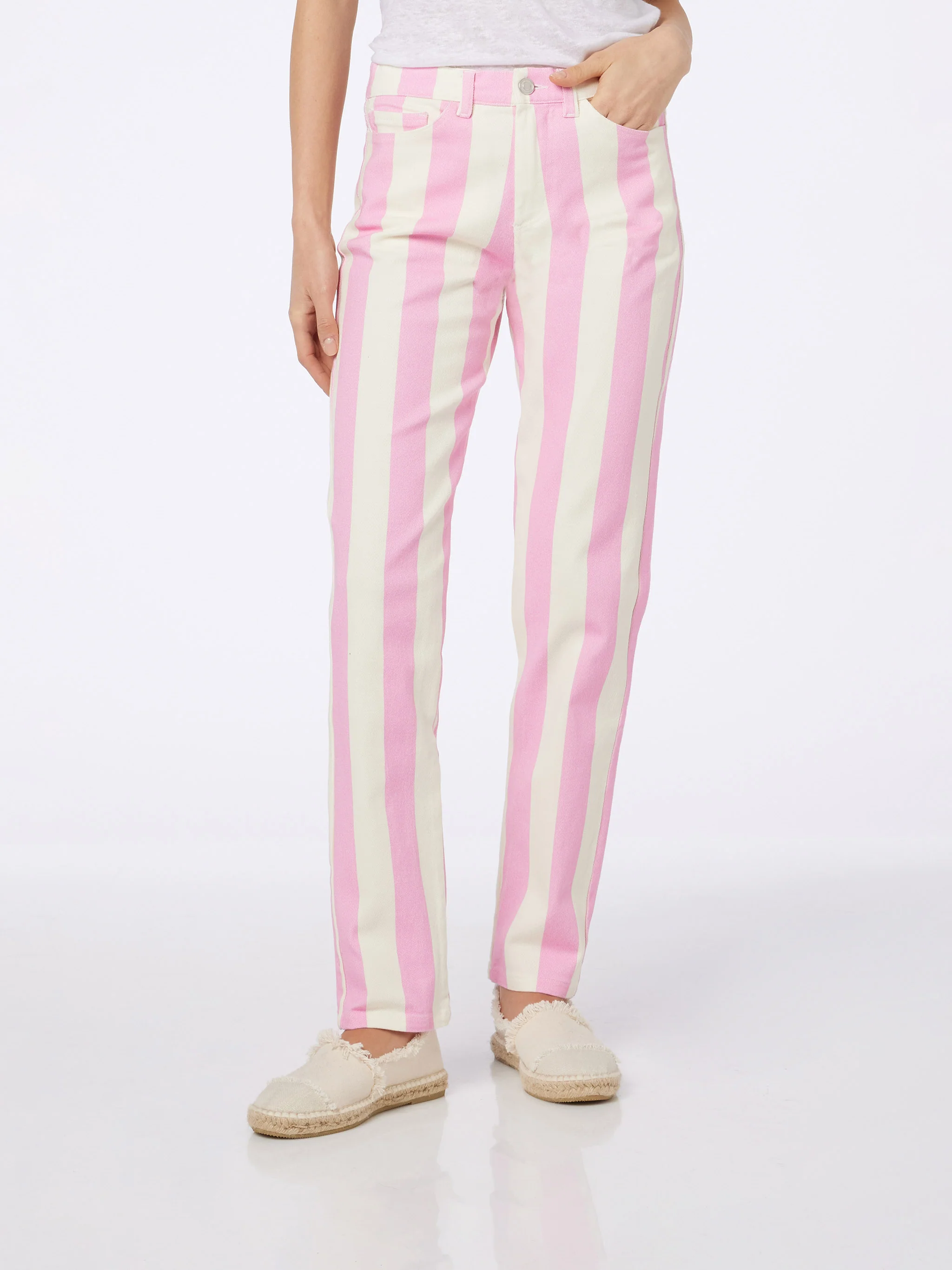 Jeans Belleville denim a righe rosa