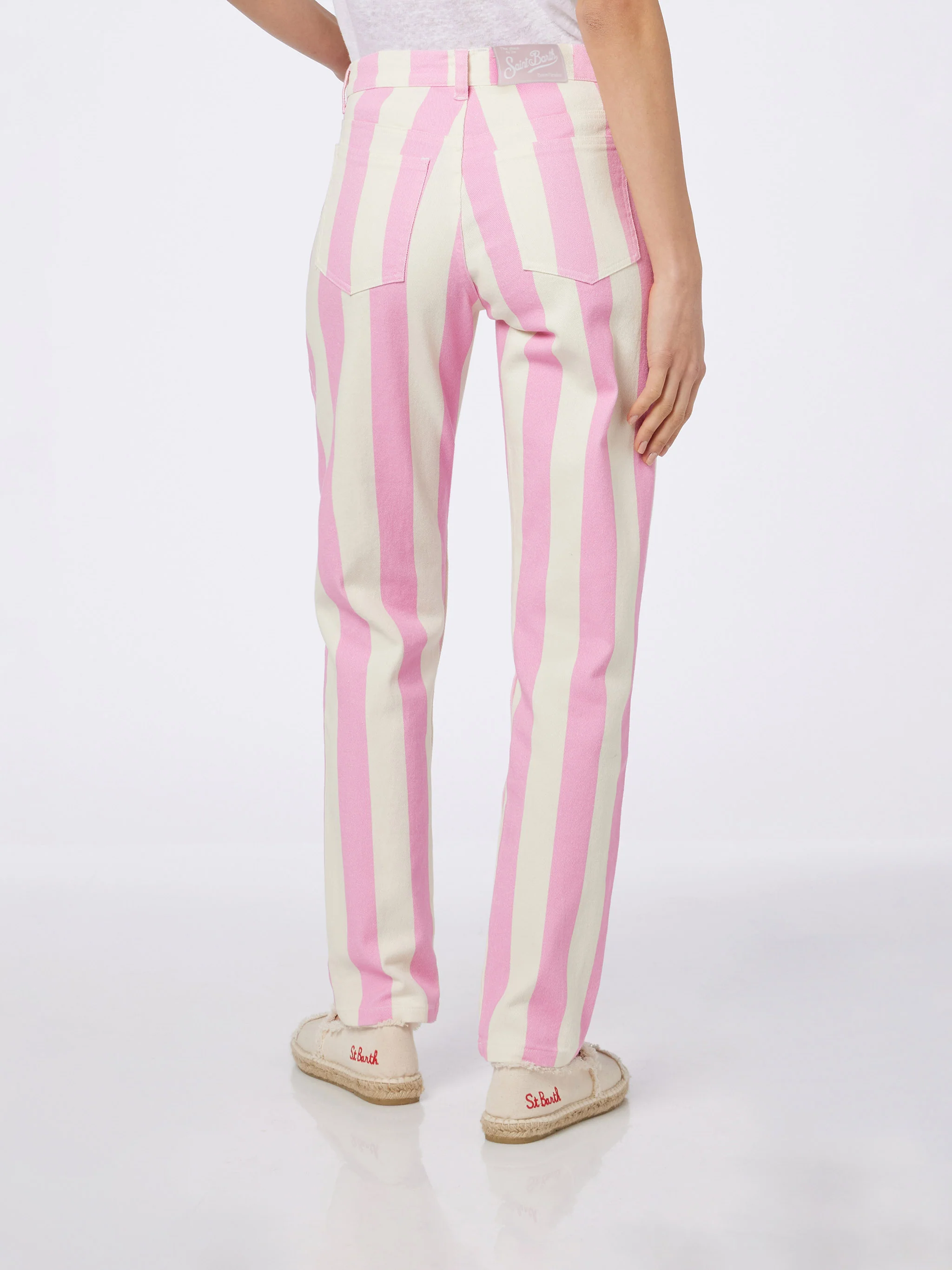 Jeans Belleville denim a righe rosa - Image 5