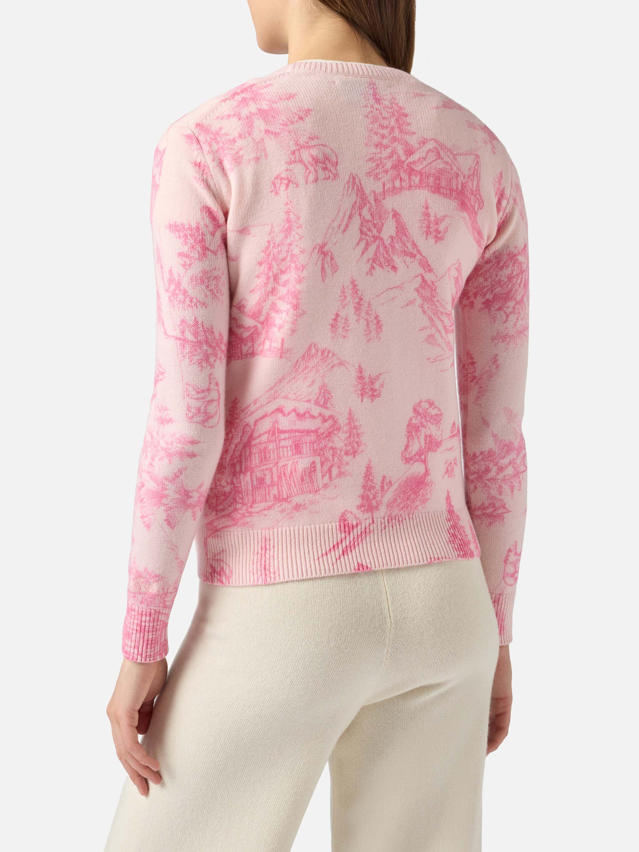 Maglione New Queen rosa con stampa e ricamo Chalet - Image 3