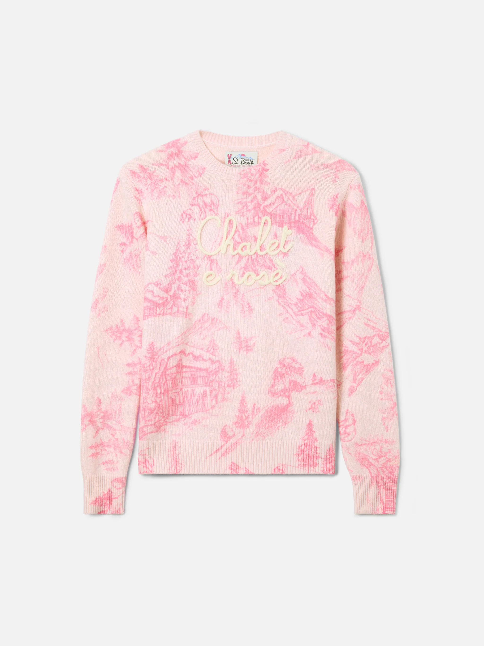Maglione New Queen rosa con stampa e ricamo Chalet - Image 5