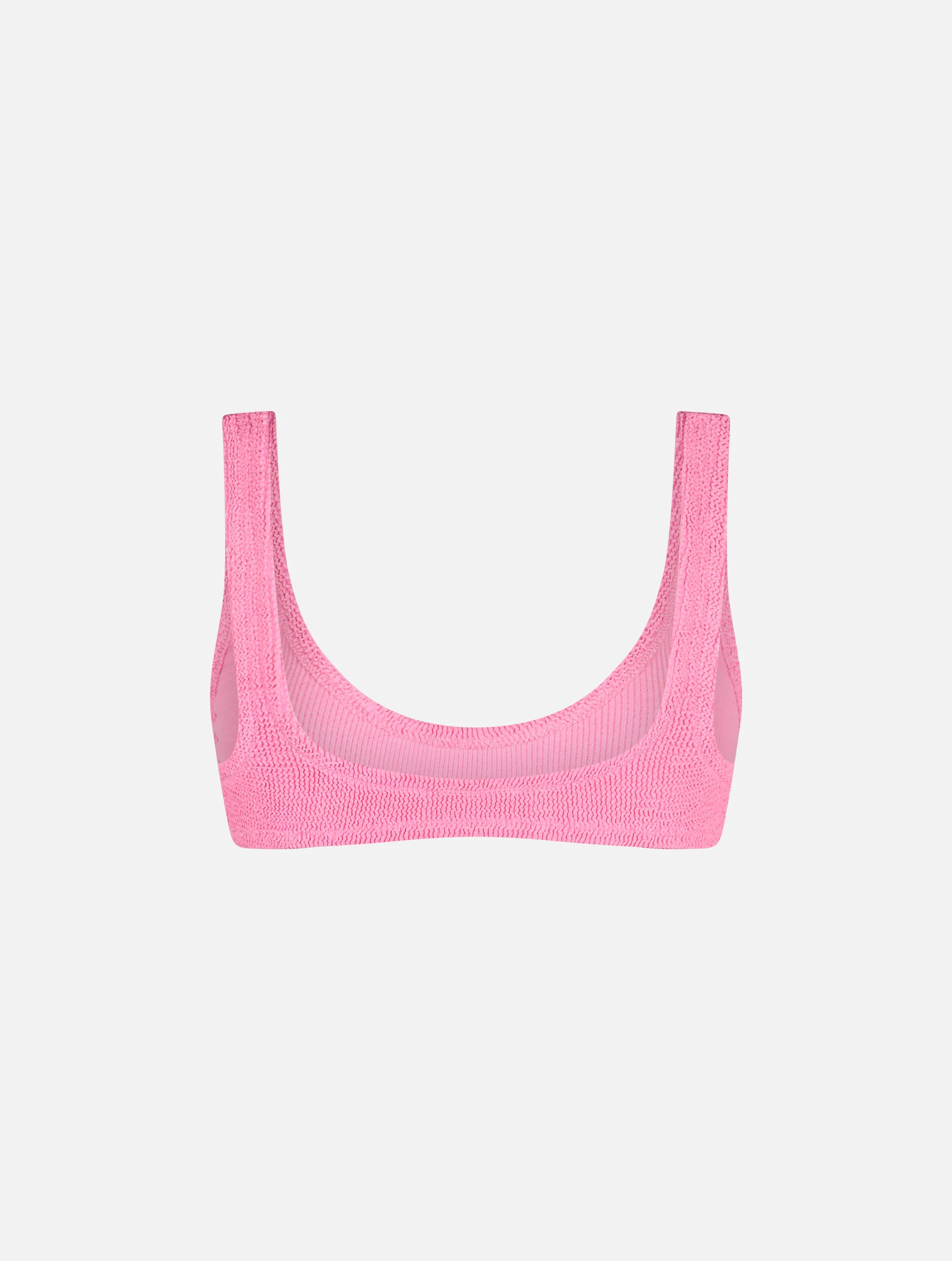 Top bikini Pamy bralette in crinkle rosa tinta unita - Image 2