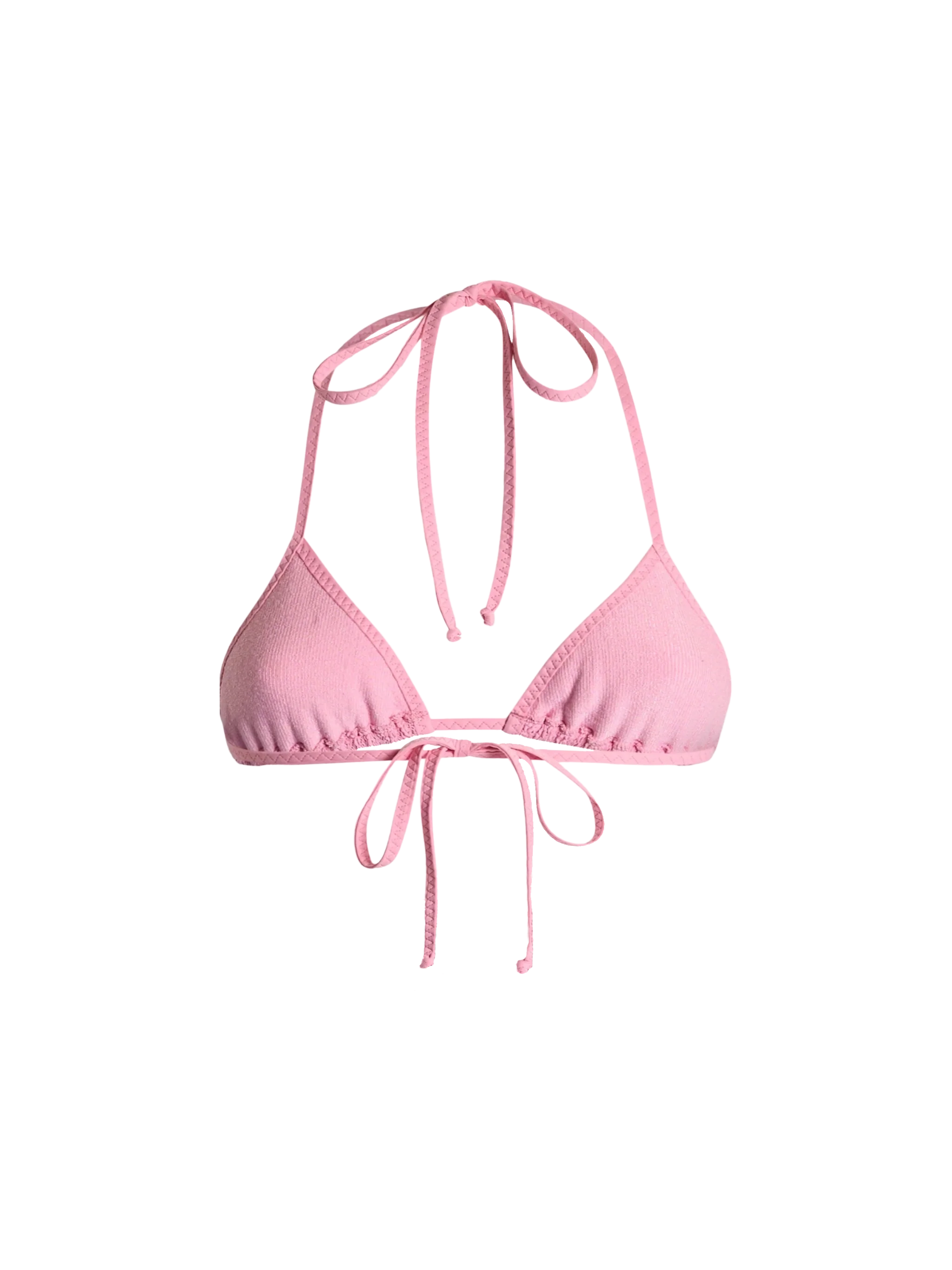 Top bikini Leah triangolo crinkle rosa tinta unita - Image 2