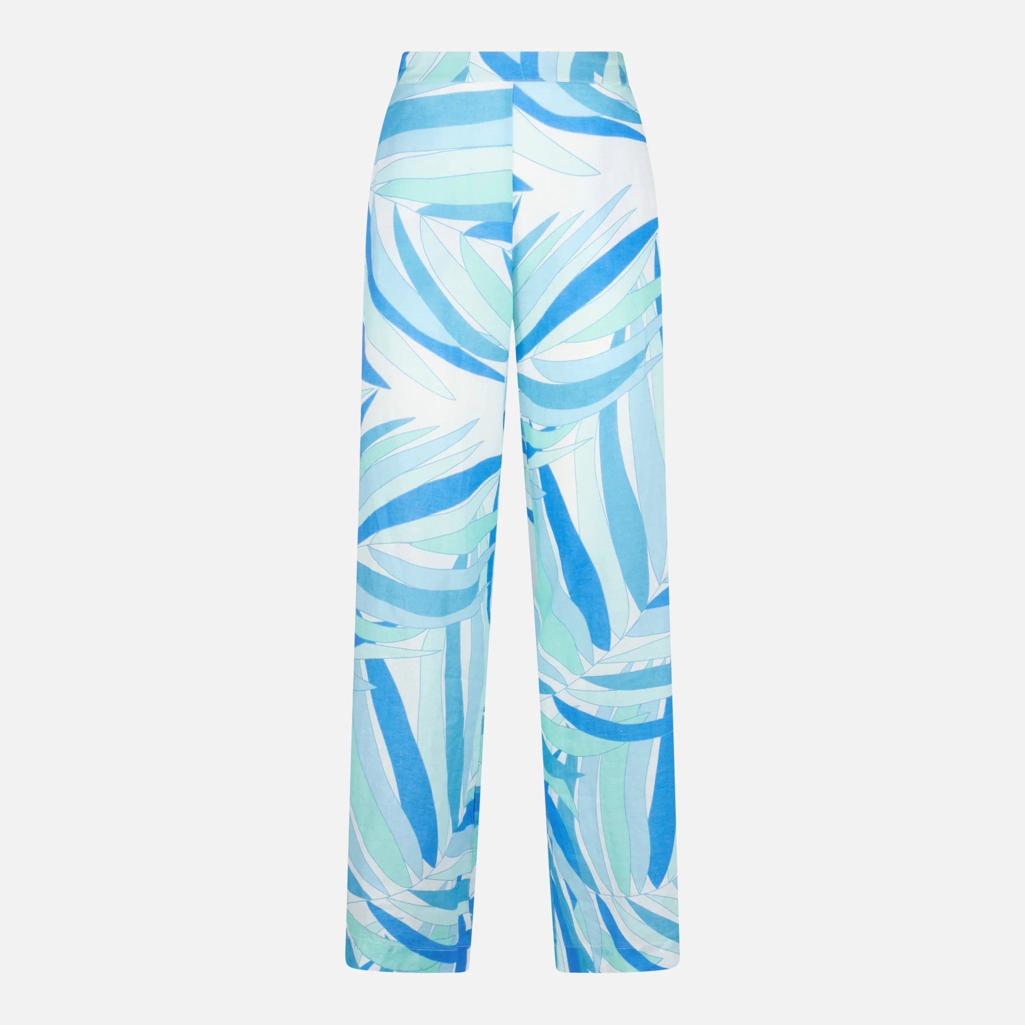 Pantaloni Taryn in lino con fantasia palme azzurri - Image 5