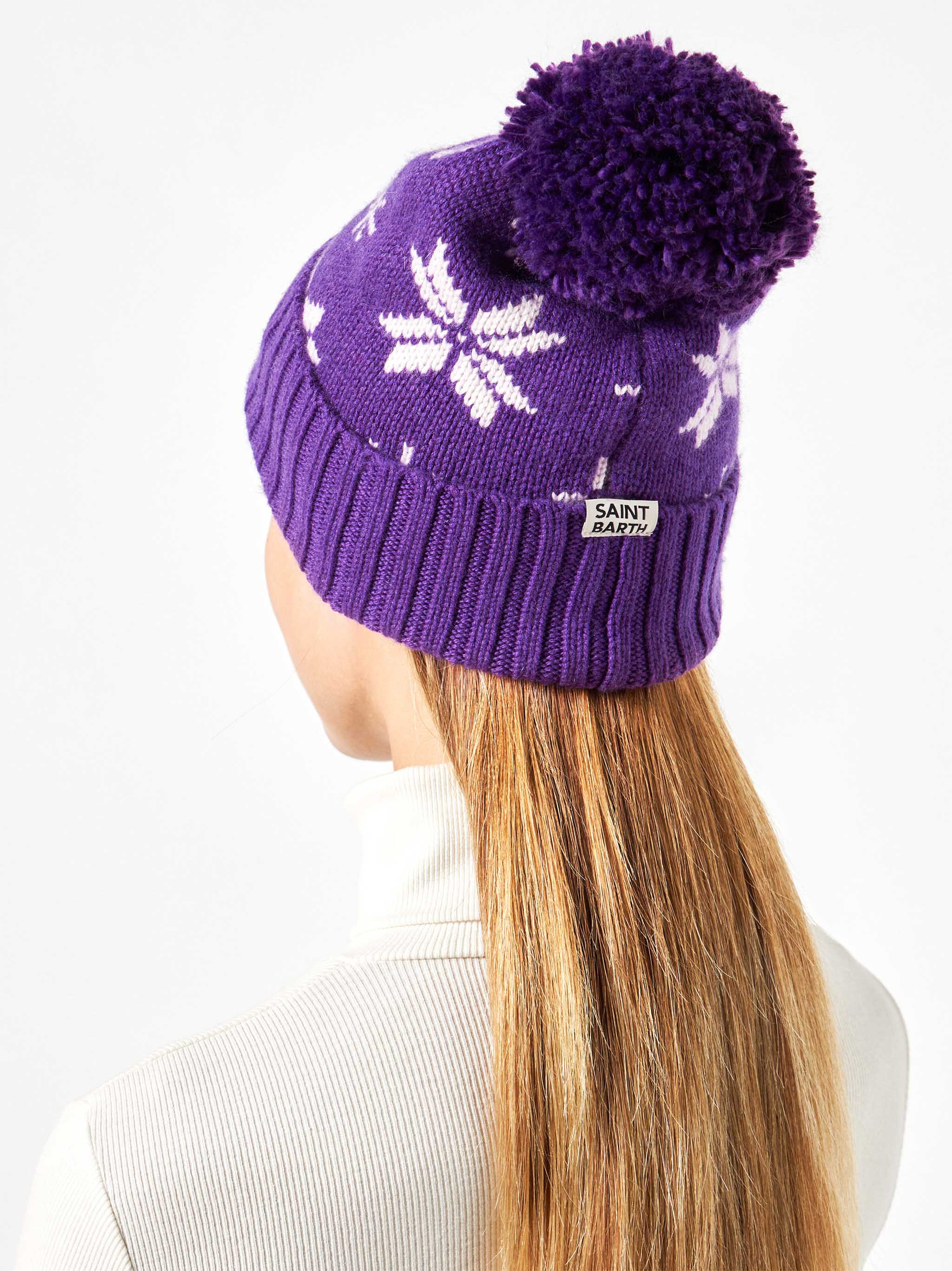 Cappello Holden in maglia viola con motivo norvegese - Image 3