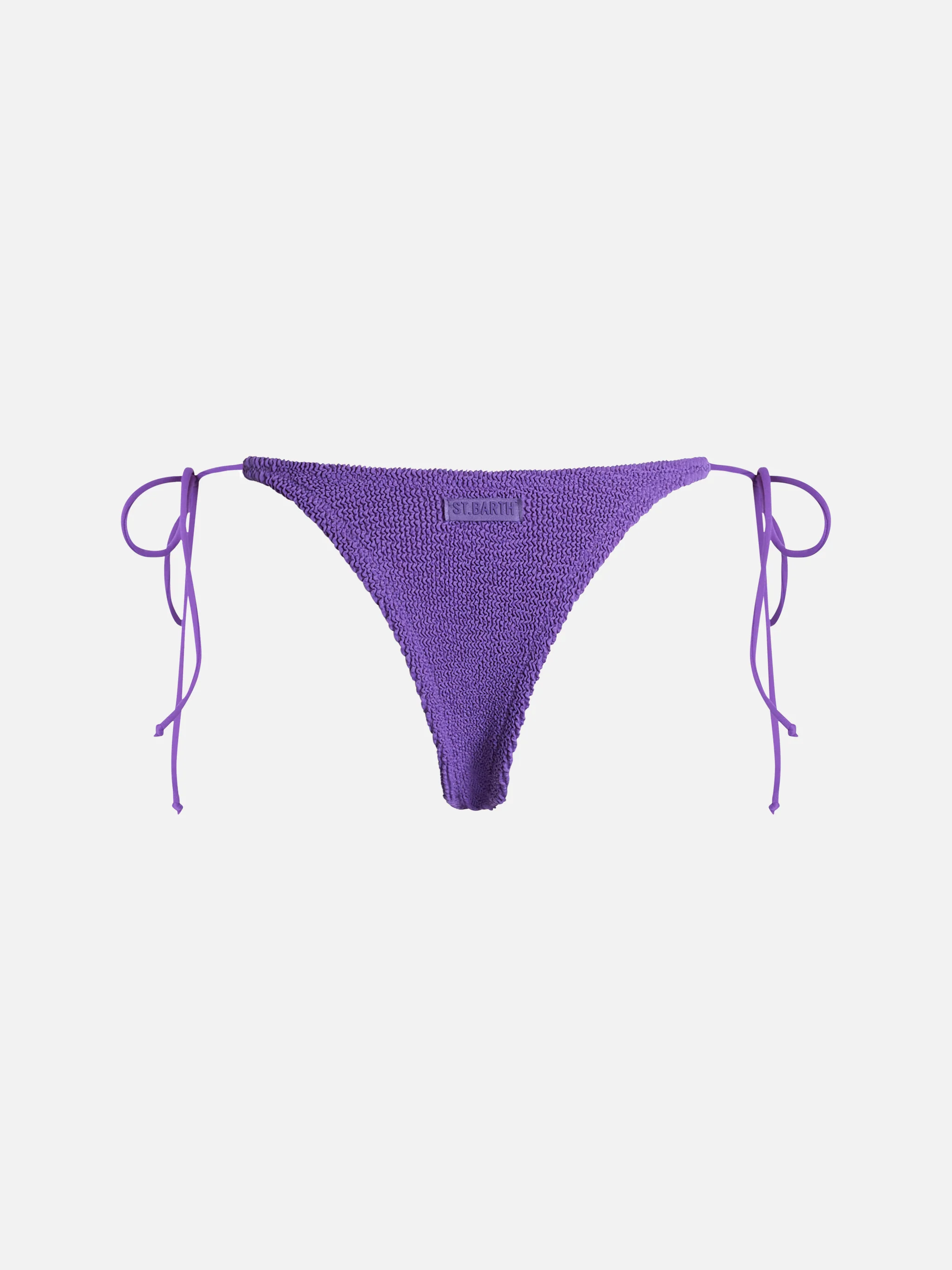 Slip bikini Norah in tessuto crinkle viola tinta unita - Image 2