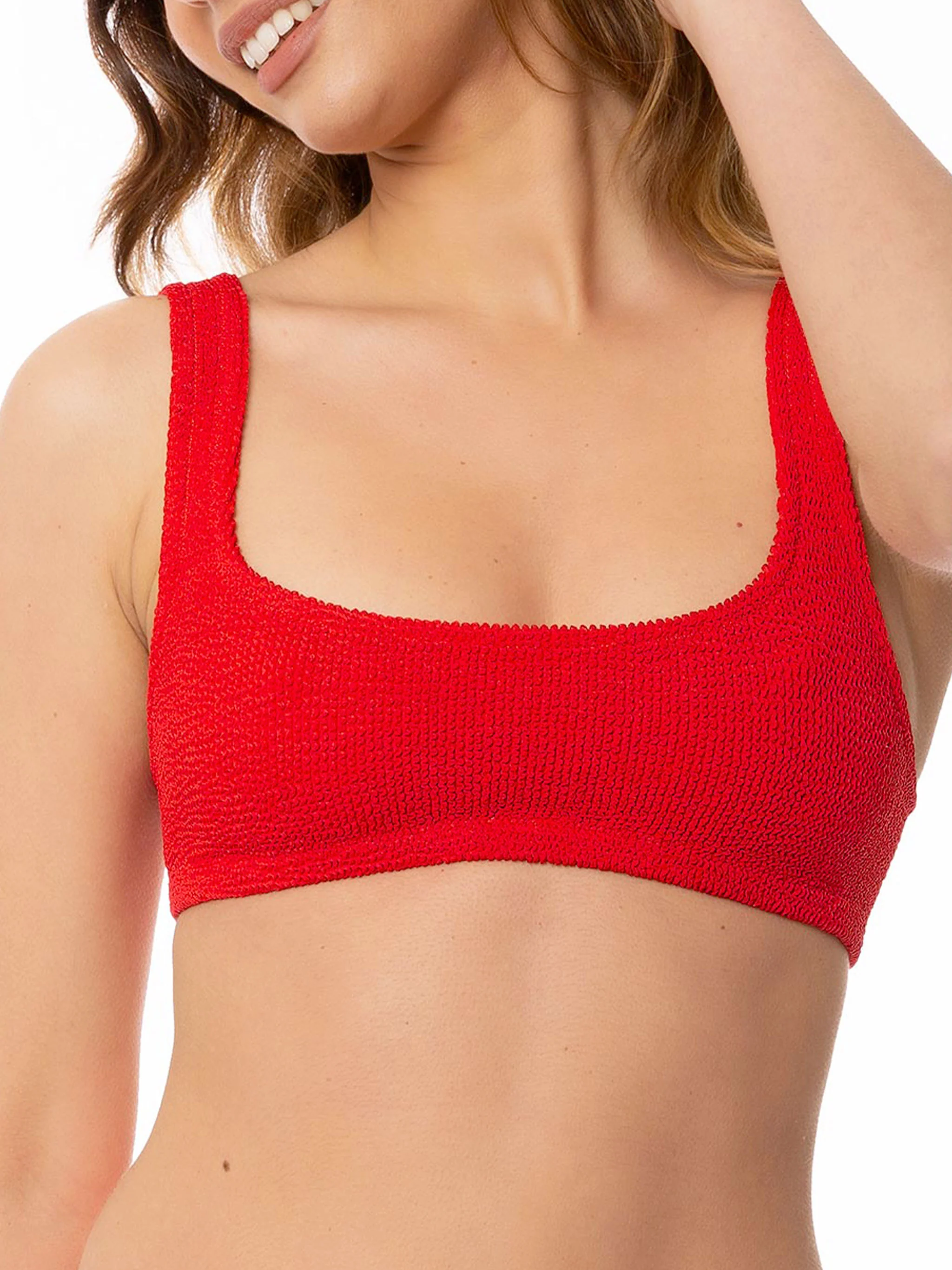 Top bikini Naima crinkle bralette rosso tinta unita
