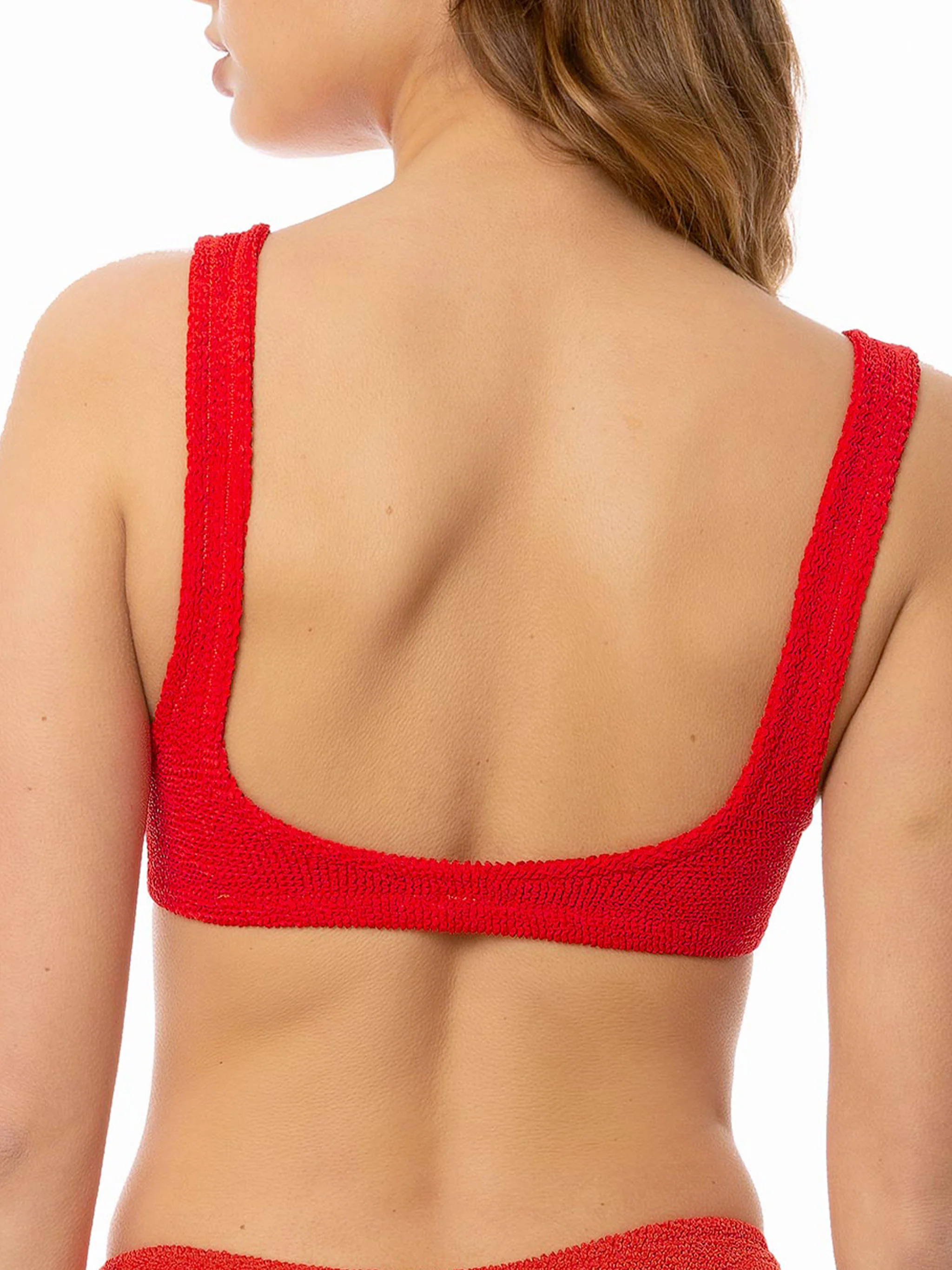 Top bikini Naima crinkle bralette rosso tinta unita - Image 2