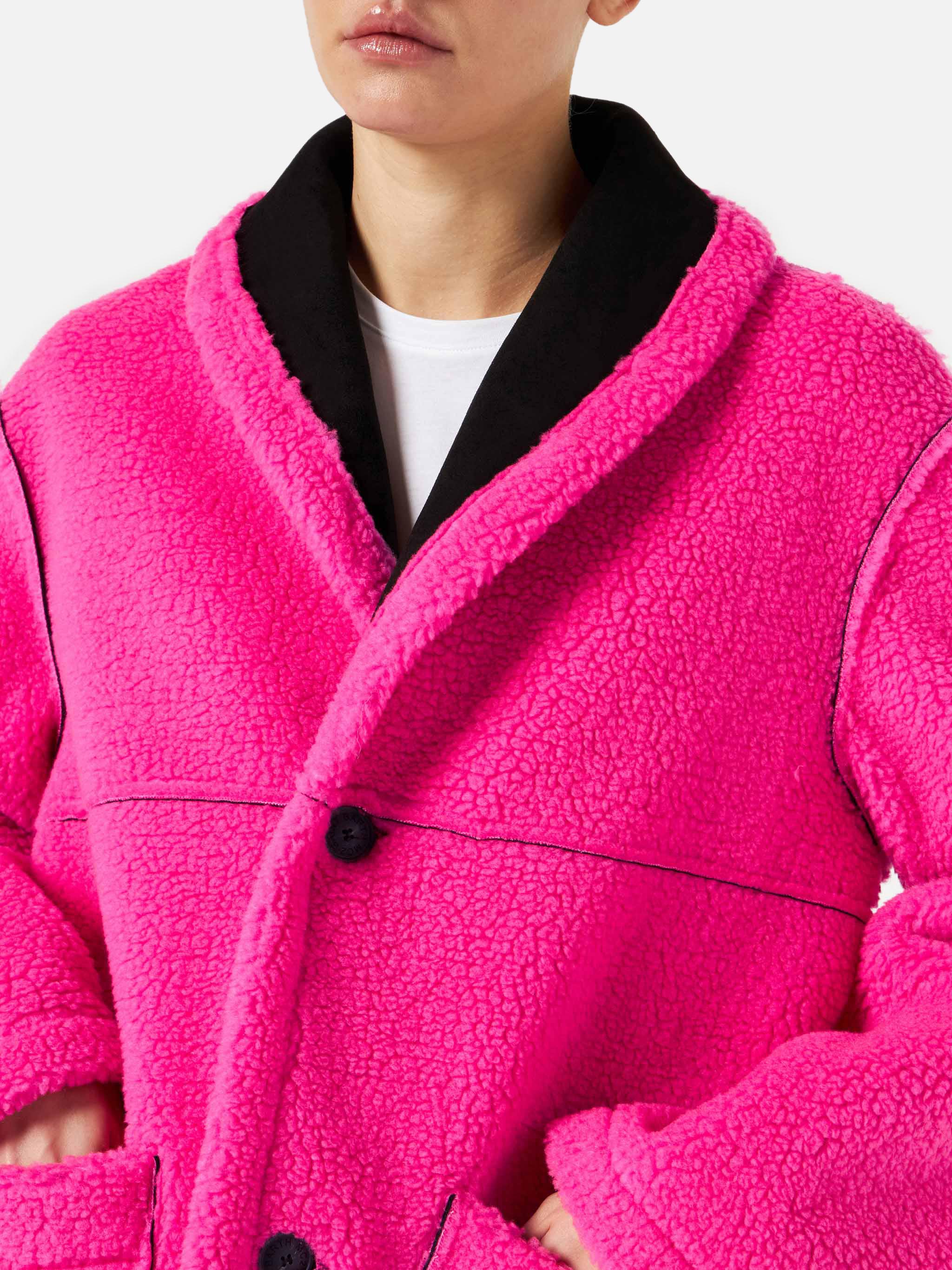 Cappotto Dorys in shearling reversibile nero e fucsia fluo - Image 3