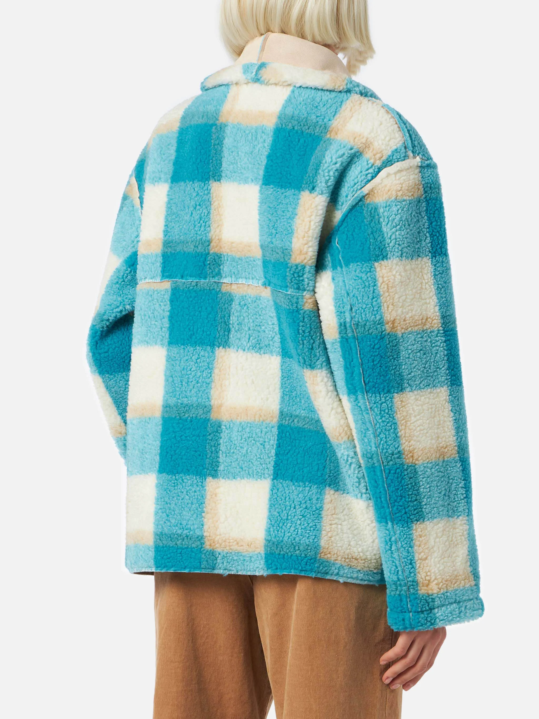 Giacca Dorys reversibile effetto shearling con stampa tartan - Image 3