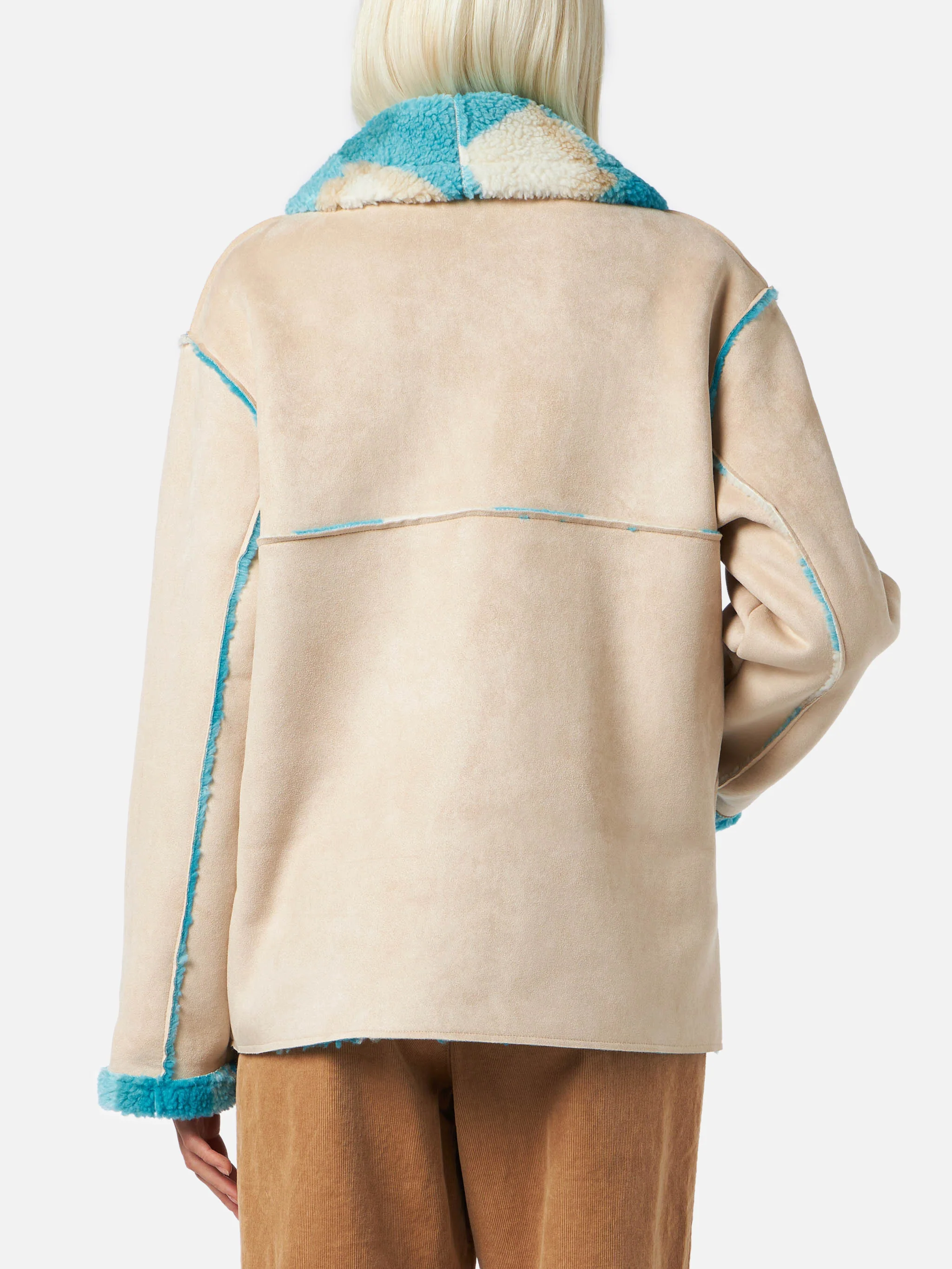 Giacca Dorys reversibile effetto shearling con stampa tartan - Image 4