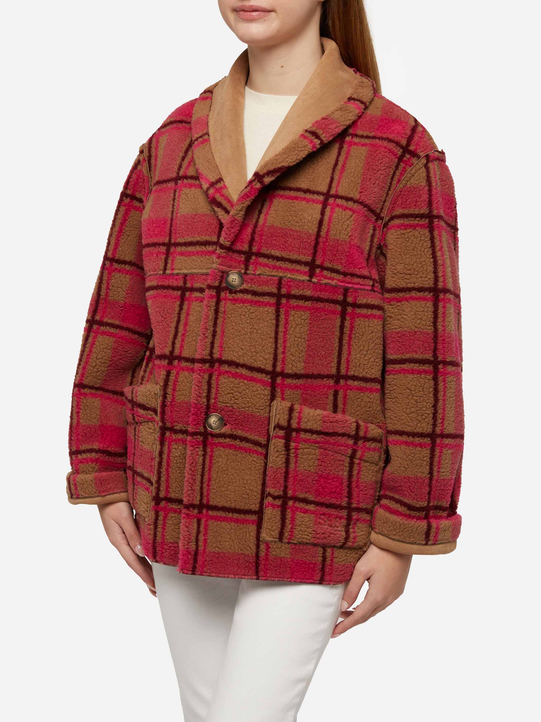 Giacca Dorys reversibile effetto shearling stampa tartan - Image 3