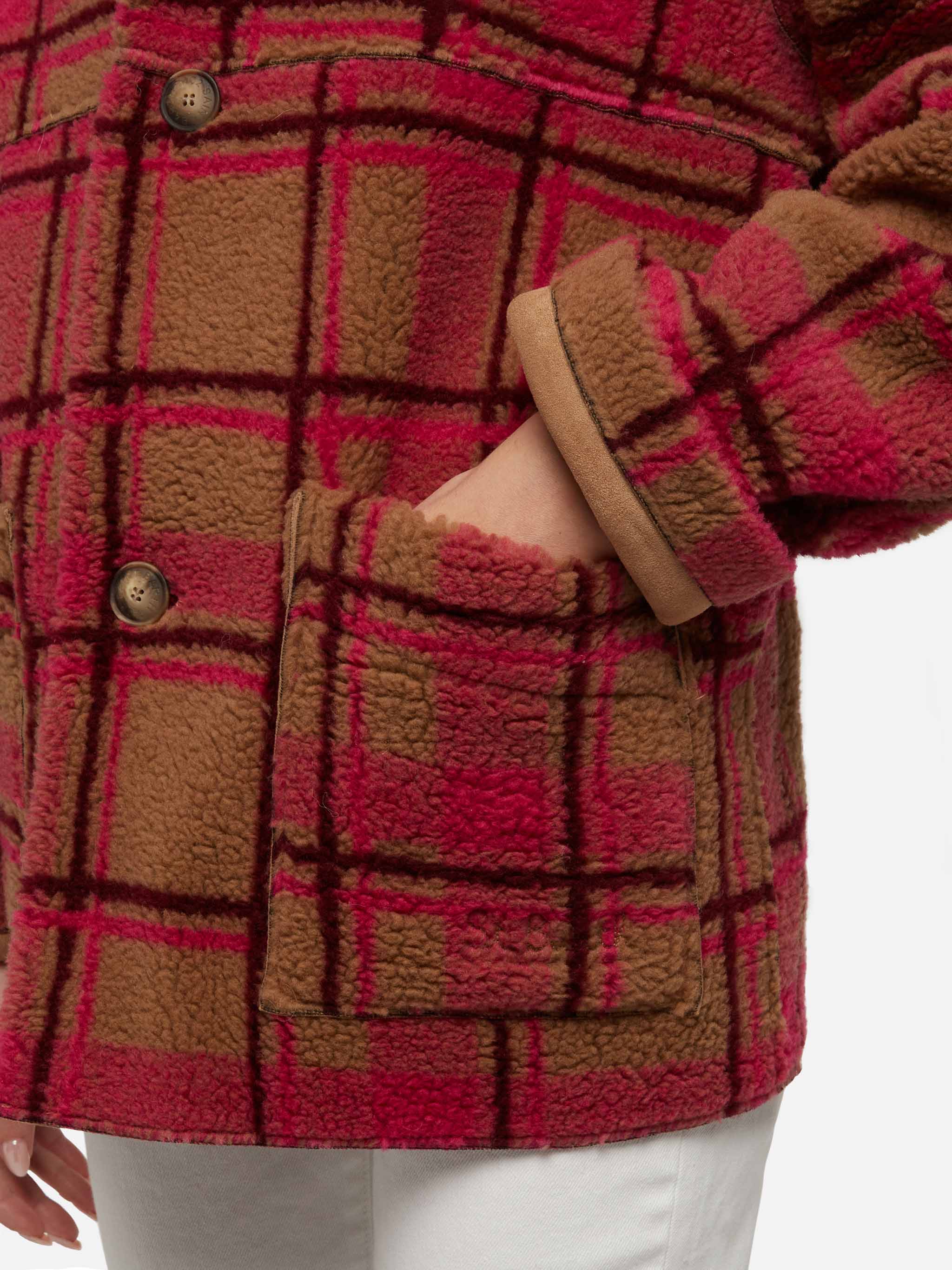 Giacca Dorys reversibile effetto shearling stampa tartan - Image 4