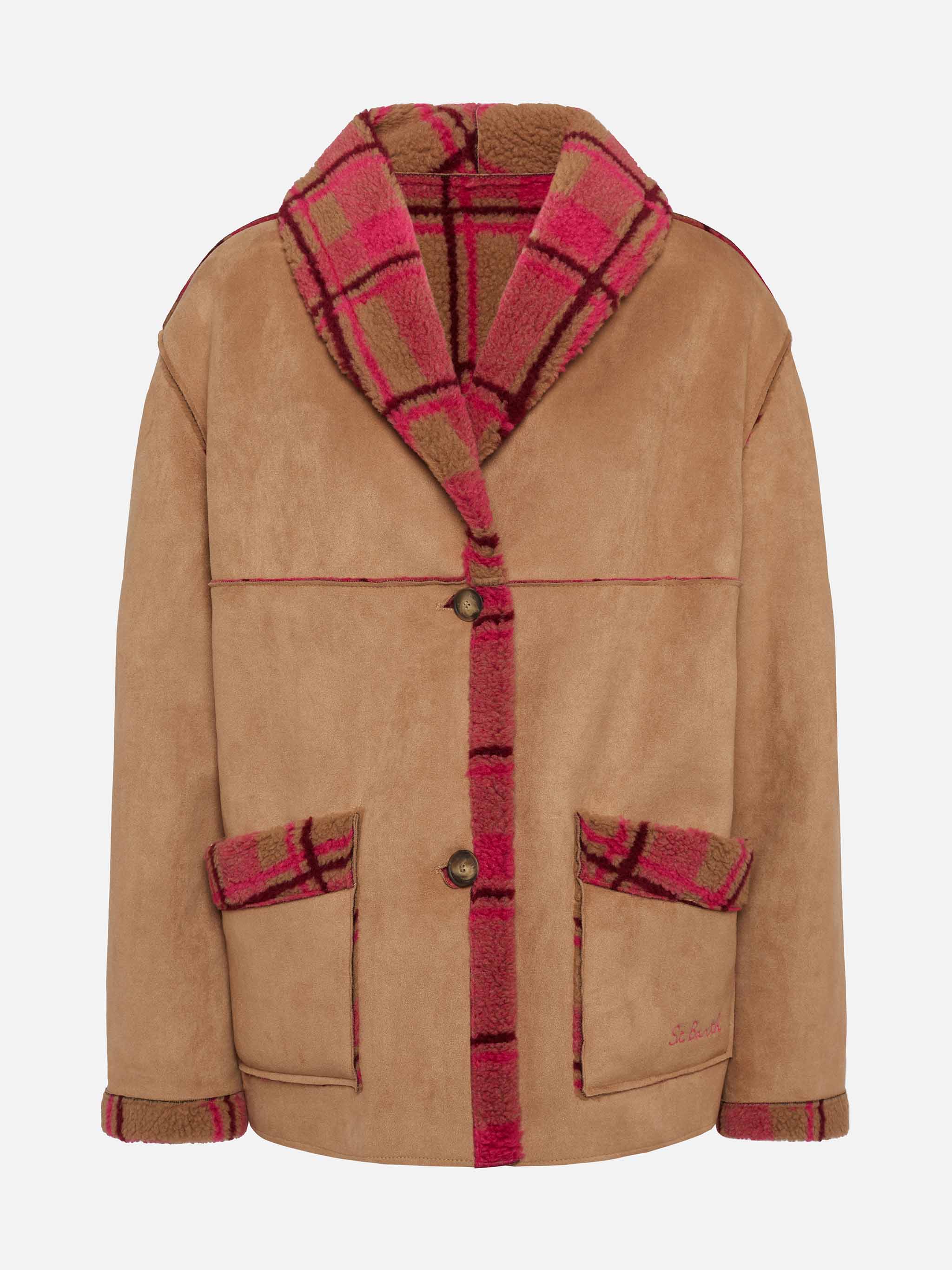 Giacca Dorys reversibile effetto shearling stampa tartan - Image 7