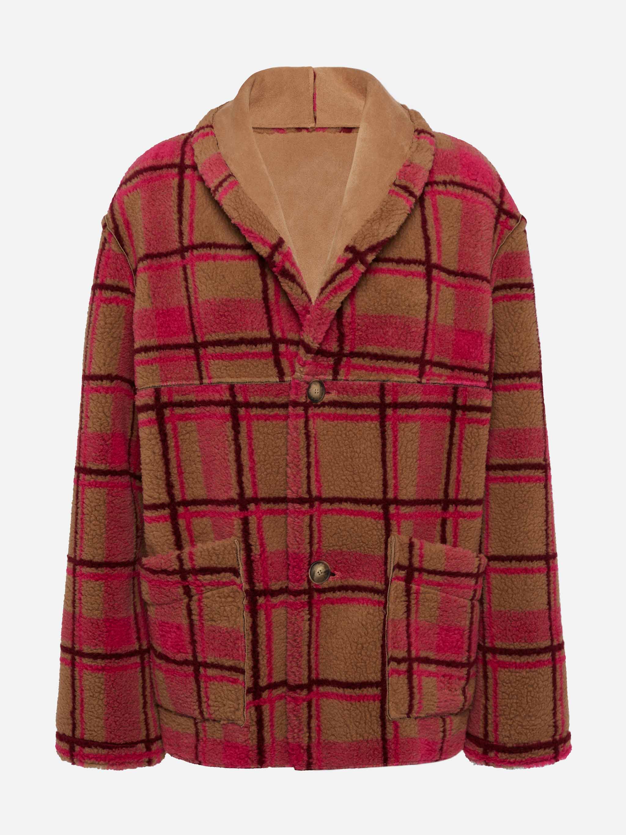 Giacca Dorys reversibile effetto shearling stampa tartan - Image 8